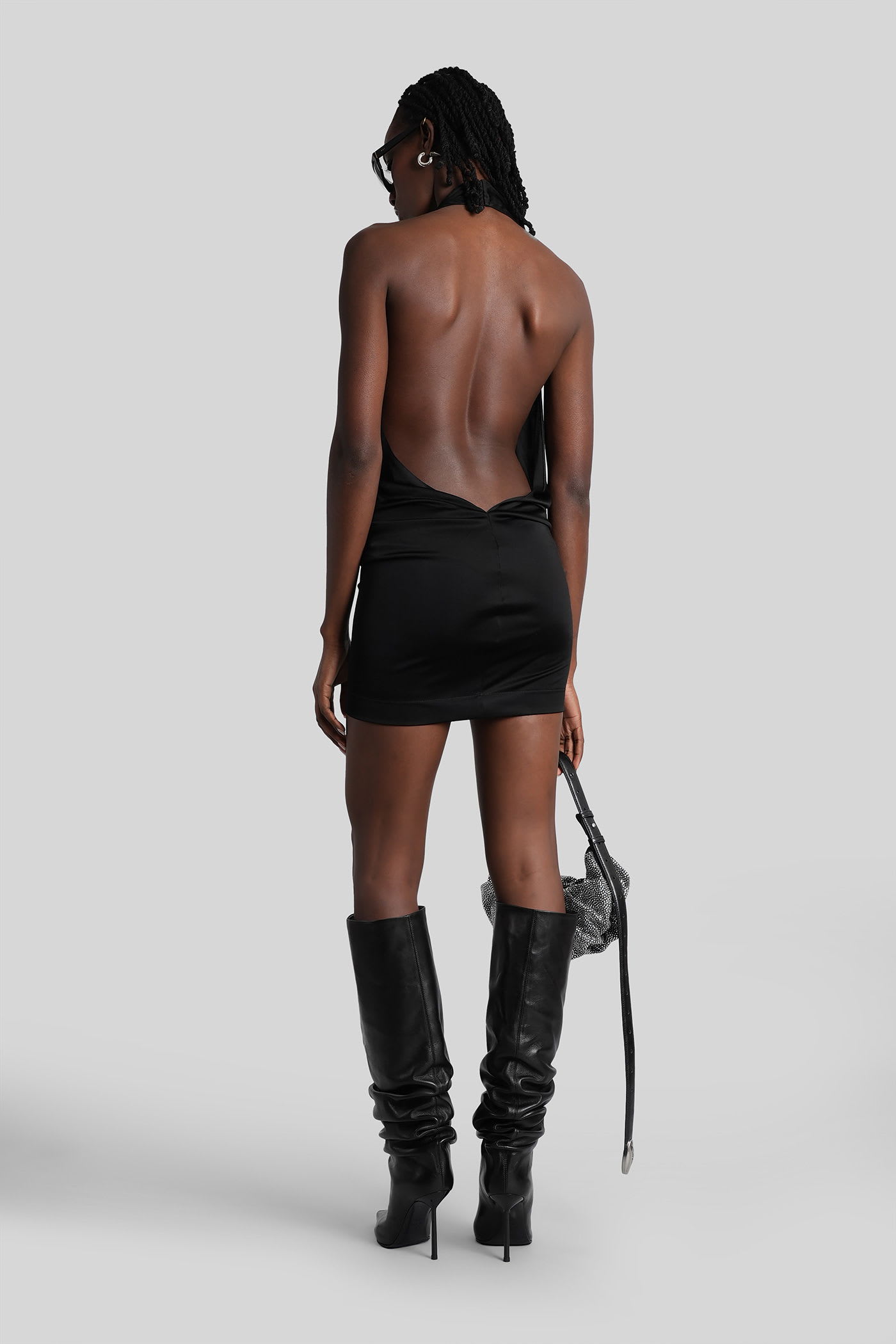 Off-white Mini Dress In Black Viscose In Black