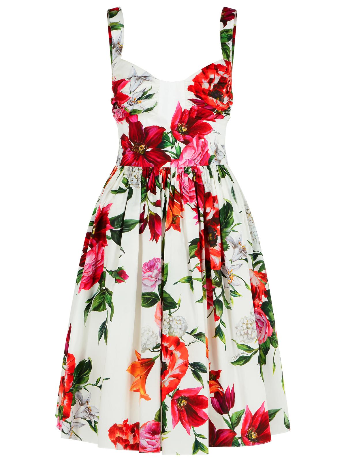 Dolce & Gabbana White Cotton Poplin Dress In White