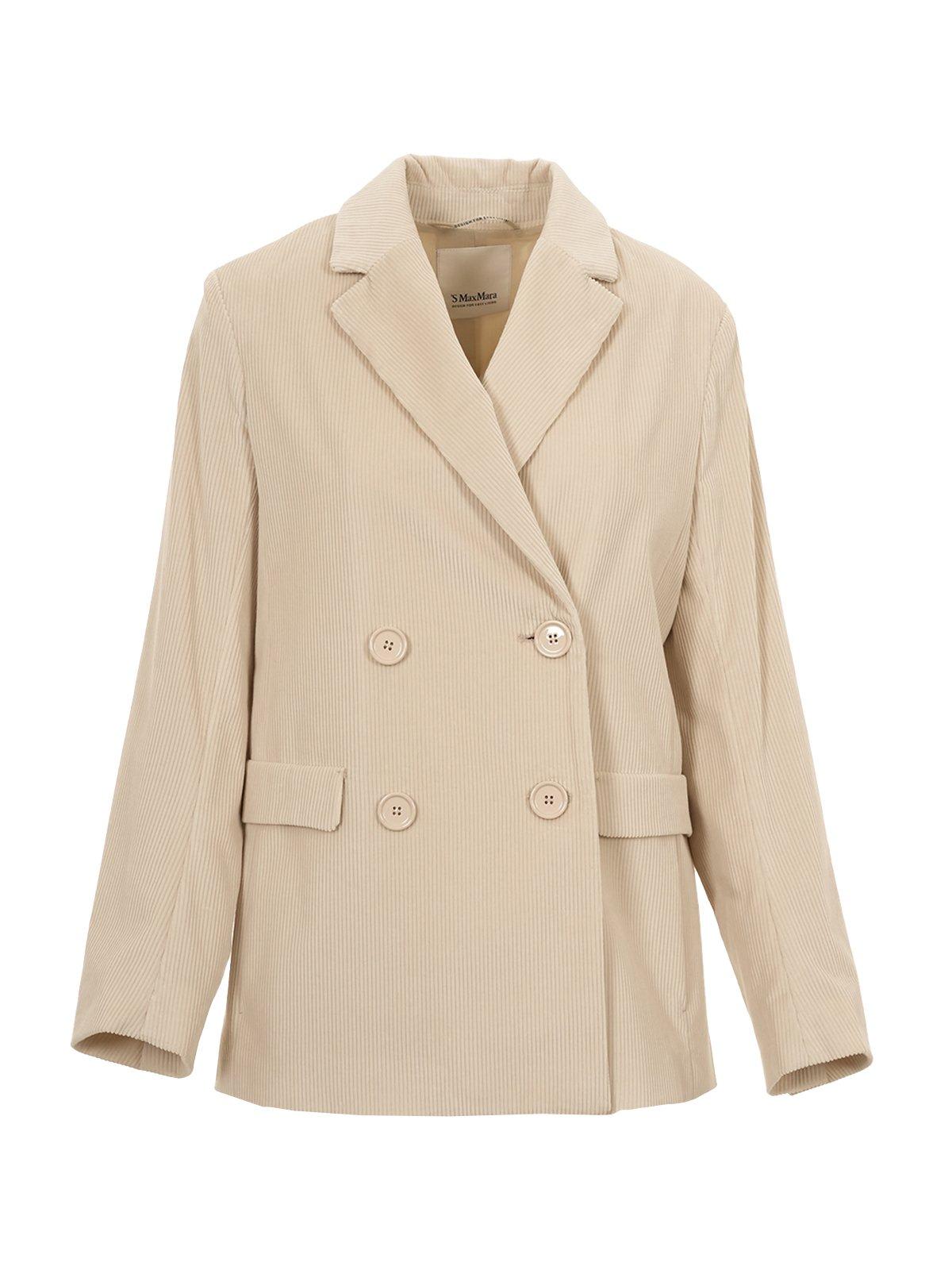 S Max Mara Laura's Double-breasted Linen Bl In Bianco