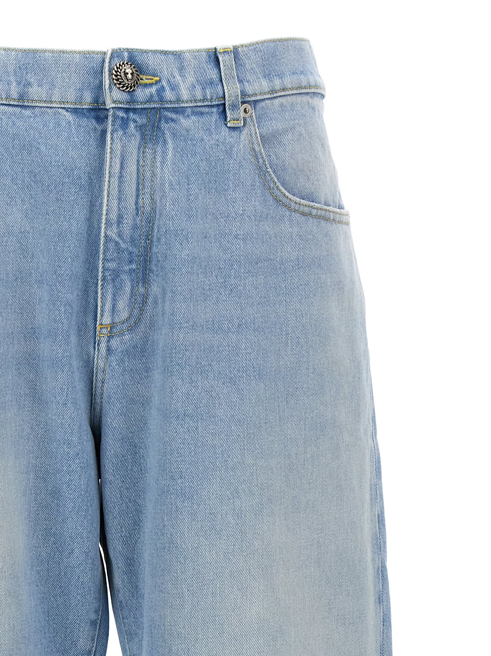 Shop Balmain Loose Jeans In Light Blue