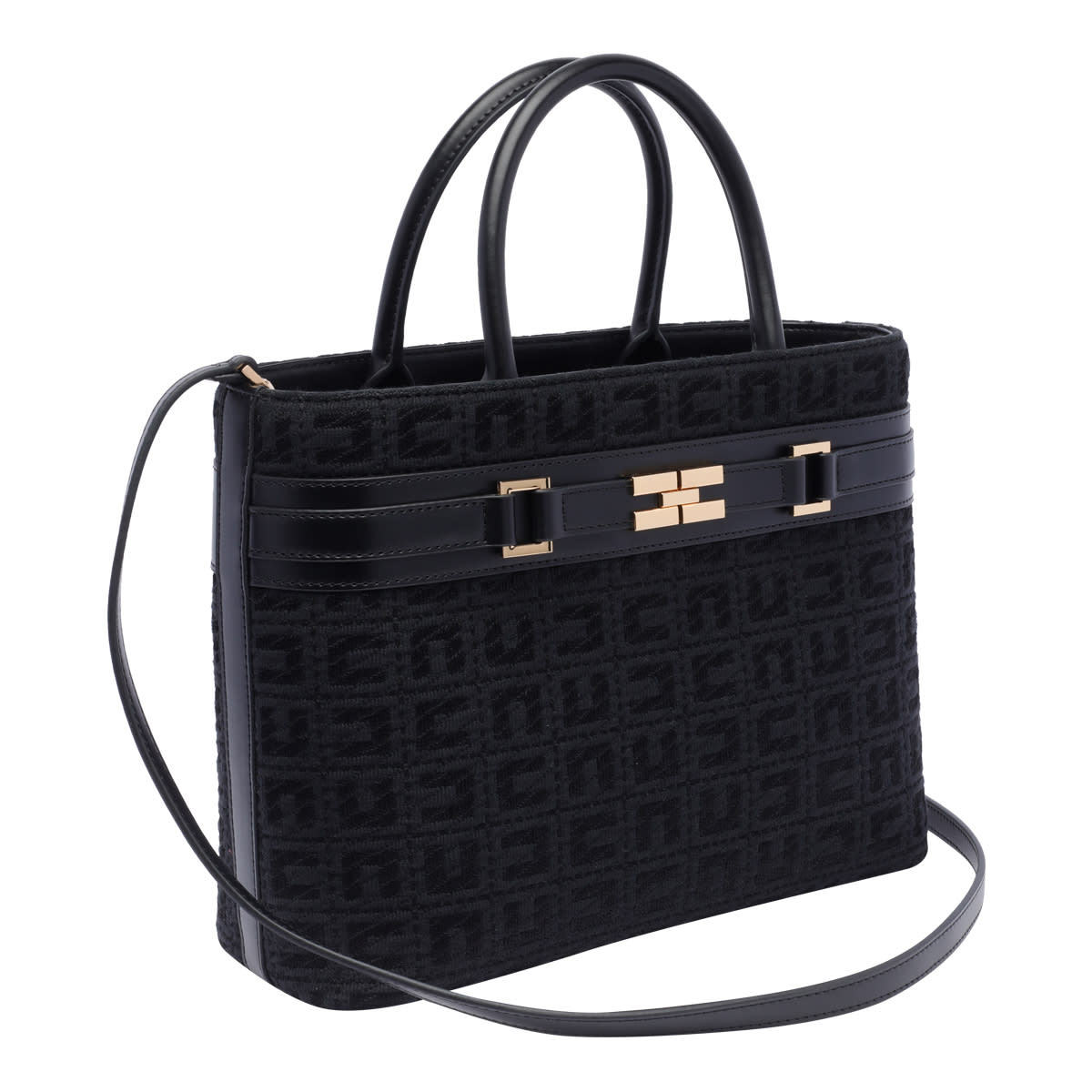 Shop Elisabetta Franchi Logo Handbag In Black