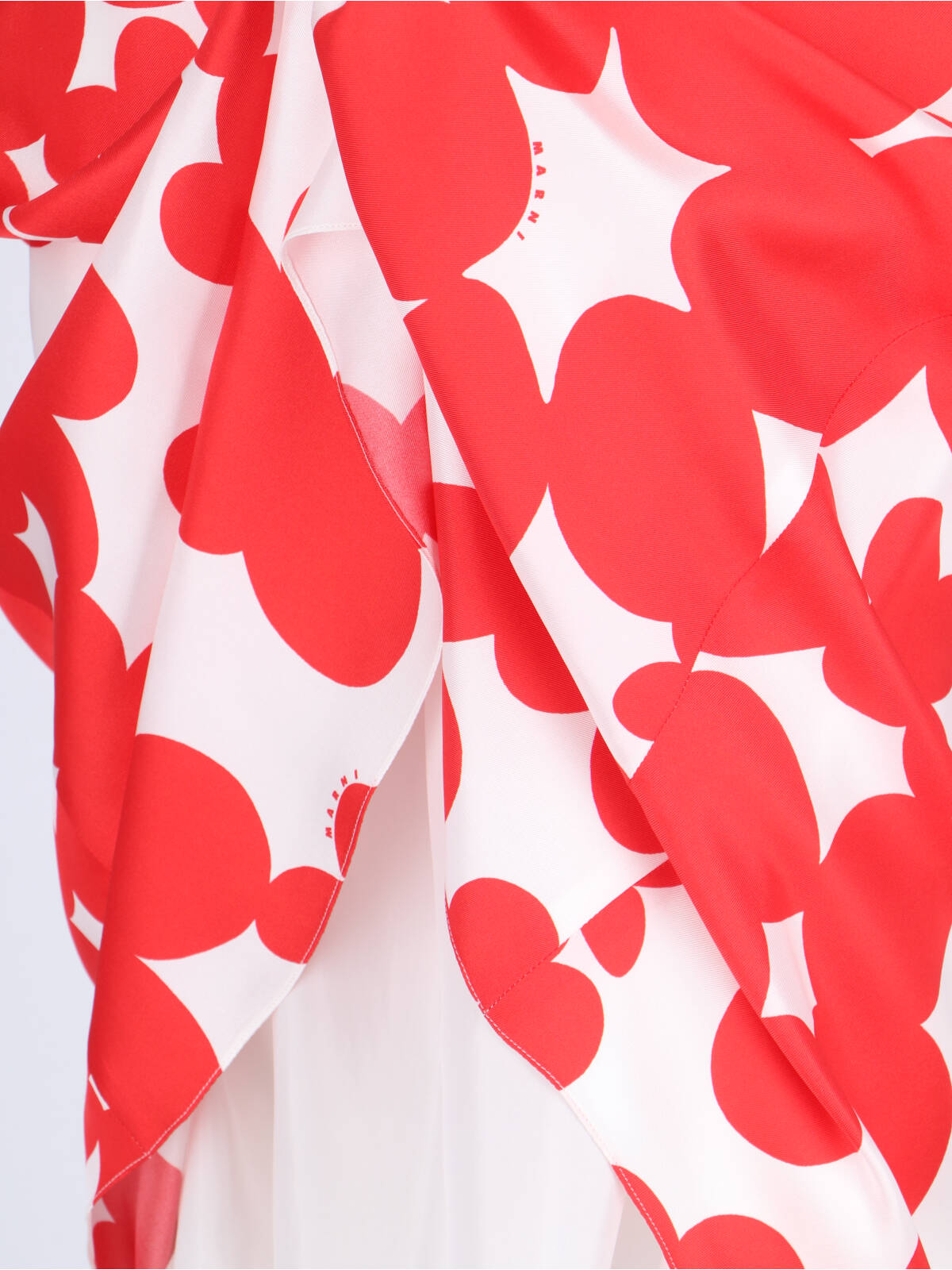 Marni Floral Print A-line Skirt With Belted Waist In Red