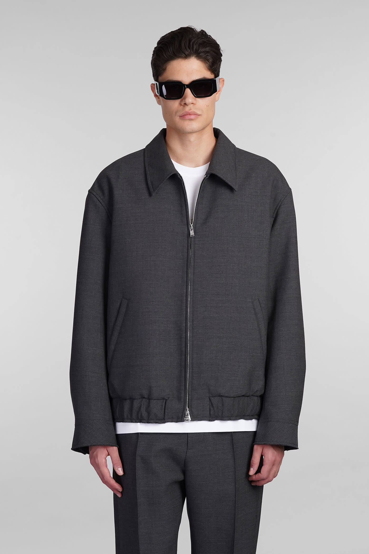 Shop Lanvin Casual Jacket In Grey Wool