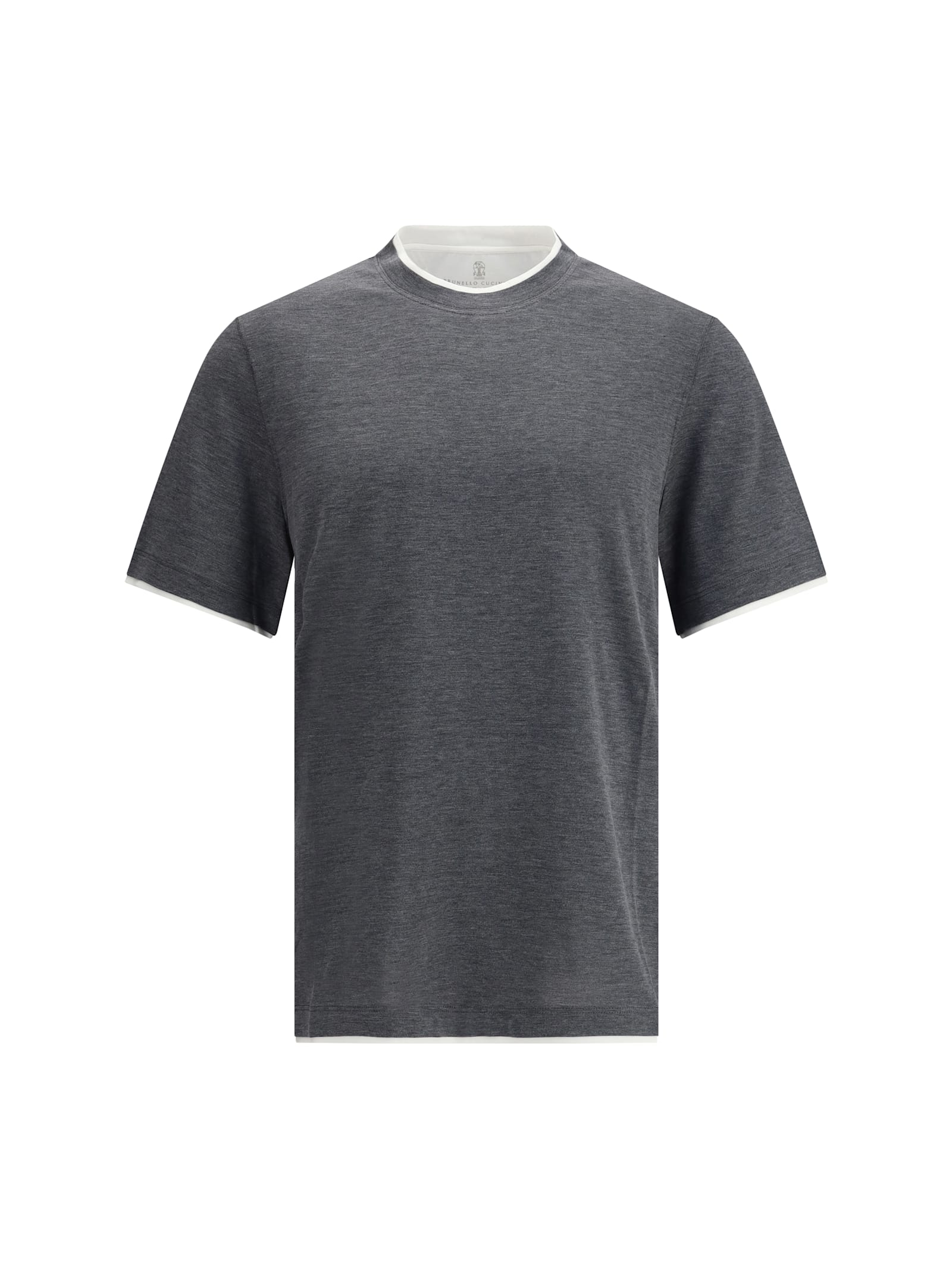 Brunello Cucinelli Men Silk T-shir In Gray