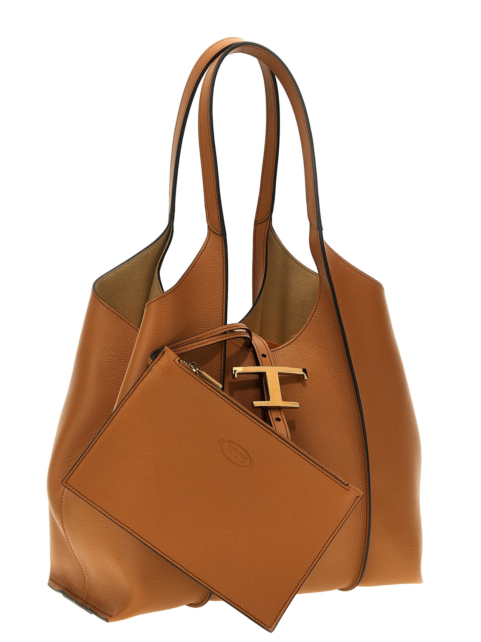 Shop Tod's T Timeless Mini Shopping Bag In Brown