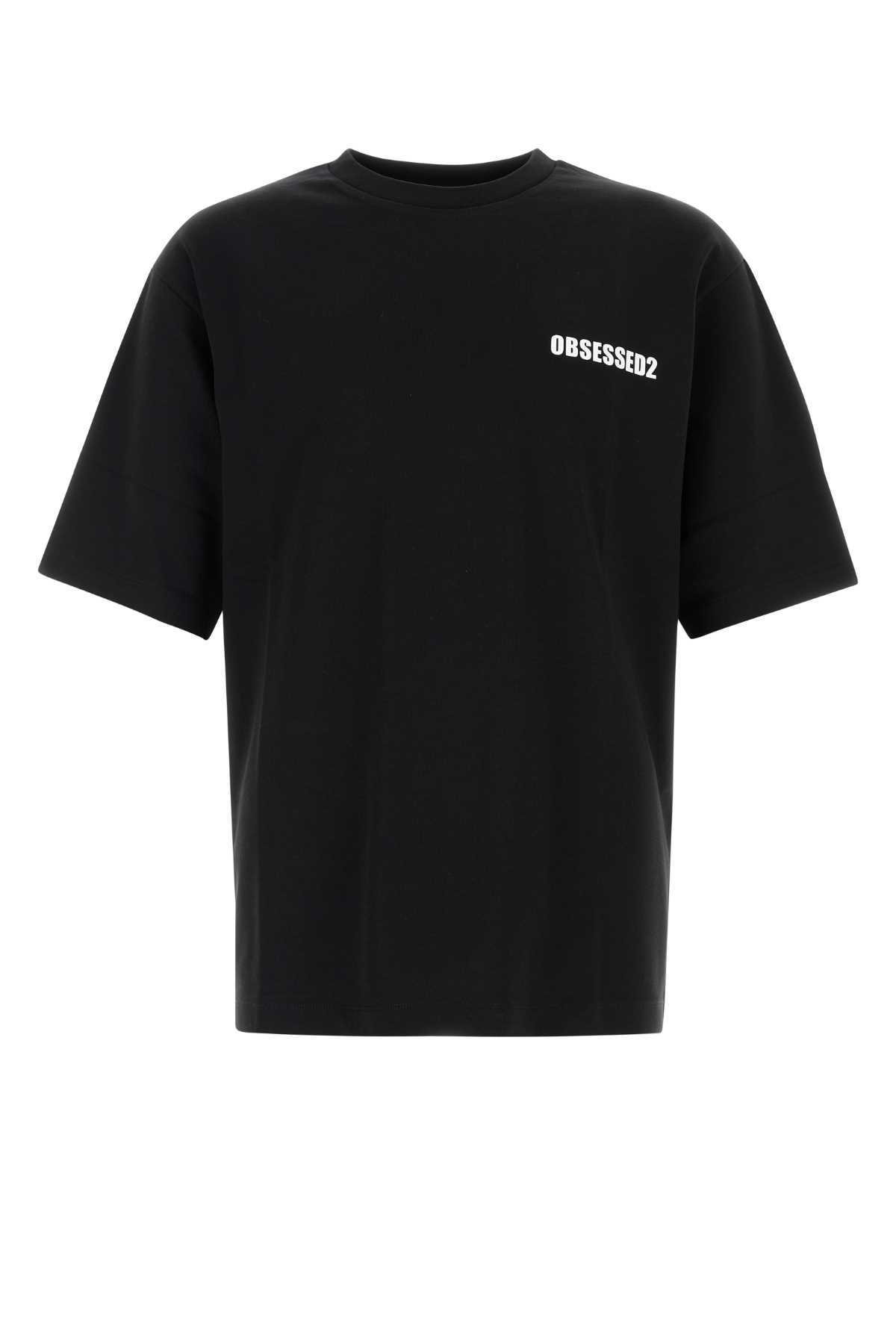 Dsquared2 Black And White Print Cotton T-shirt In Black