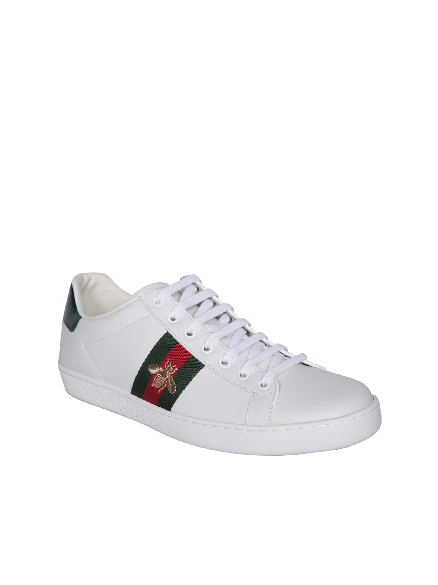 Gucci Ace Embroidered Leather Sneaker In White