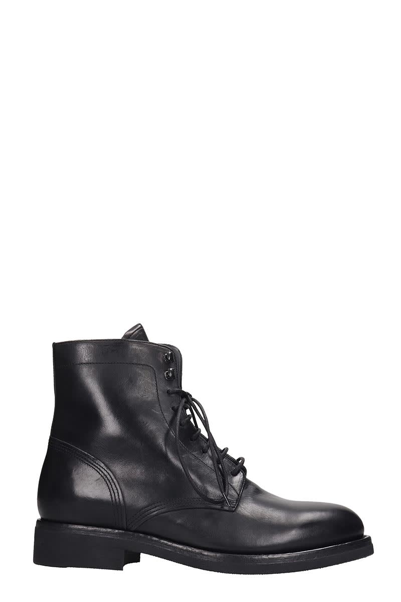 Buttero Combat Boots In Black Leather