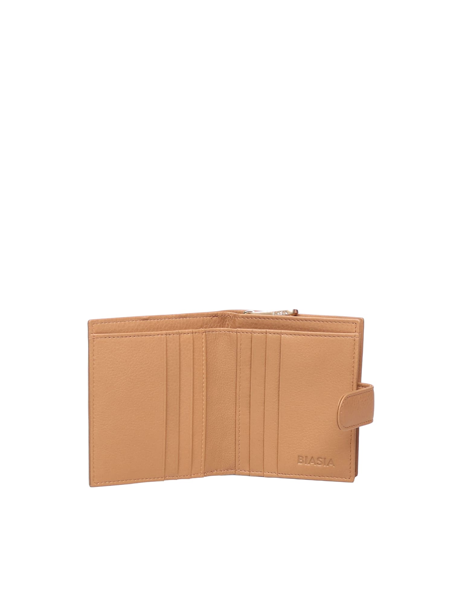Biasia Leather Wallet With Logo In Brown