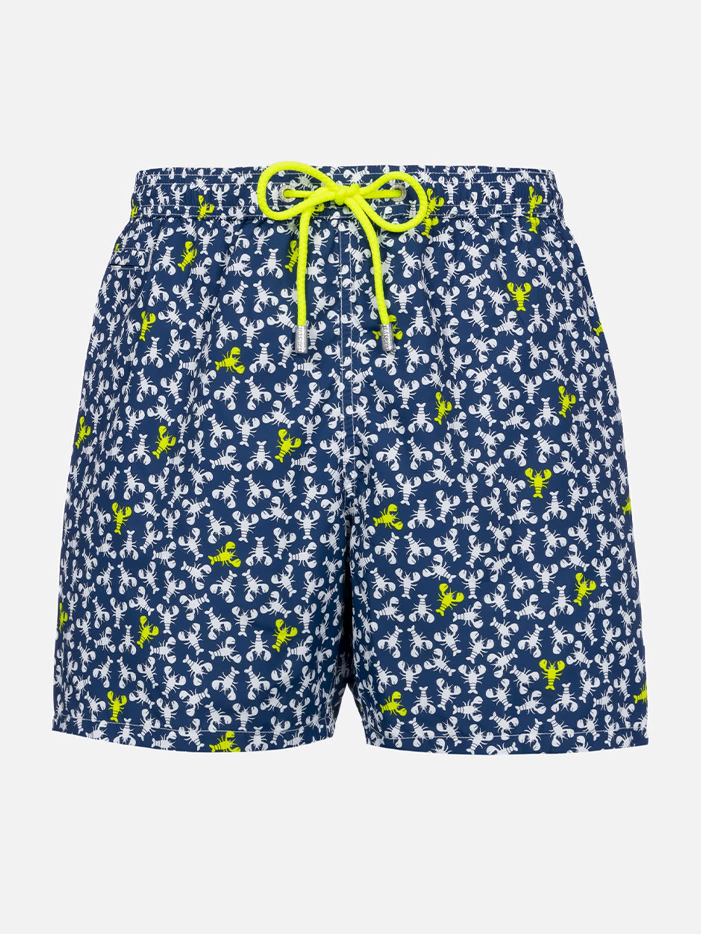 Mc2 Saint Barth Lobster-print Swim Shorts In Blue