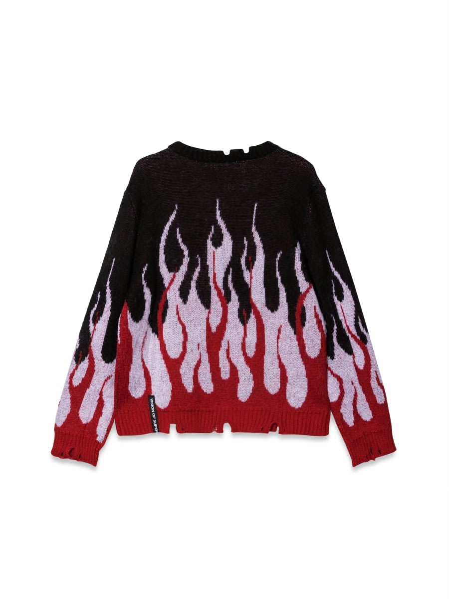 Vision Of Super Black Sweater With Double Flames In Black