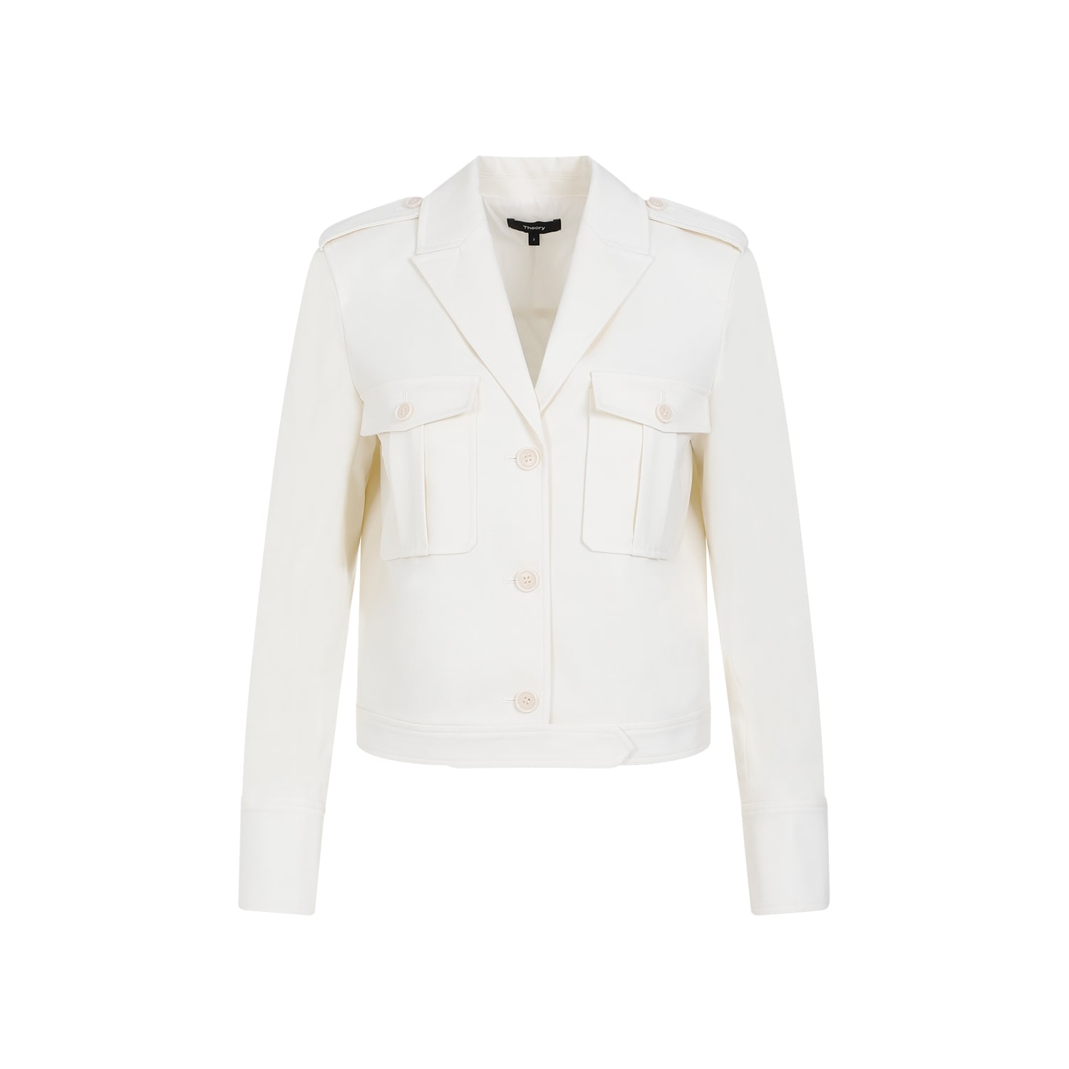 Shop Theory Wool Boxy Jacket In Ivory