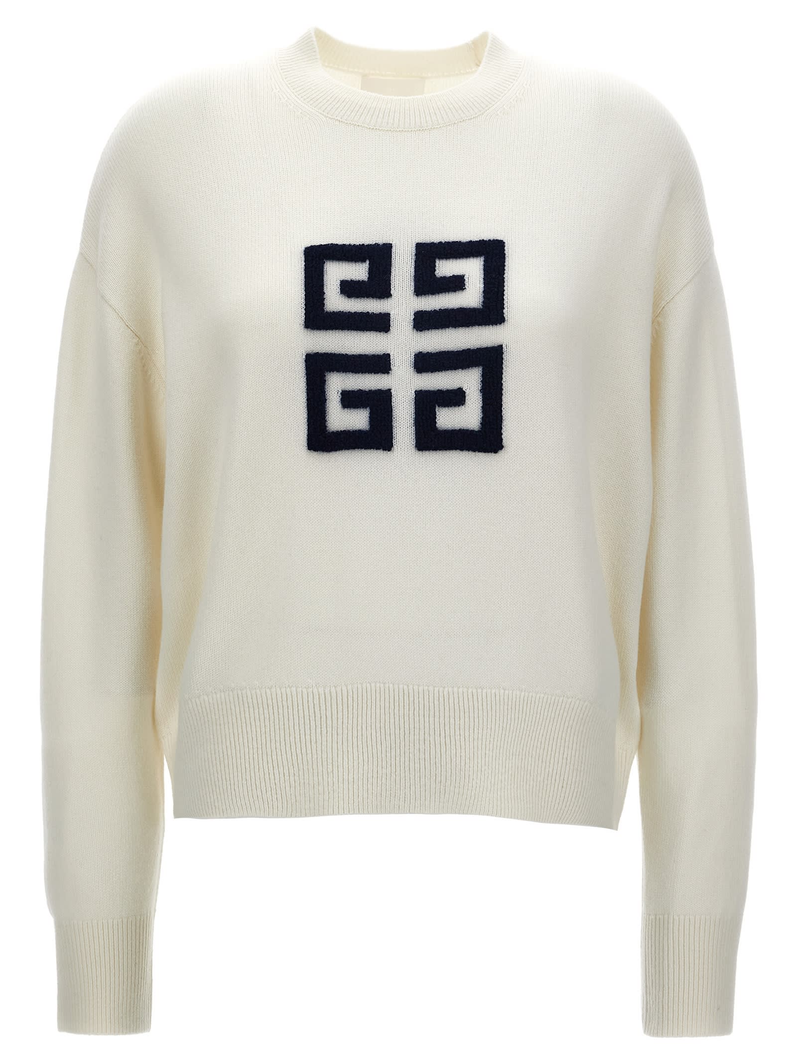 Shop Givenchy Flocked Logo Sweater In White