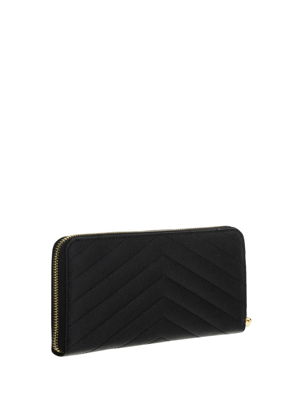 Saint Laurent Quilted Zip-around Wallet In Black