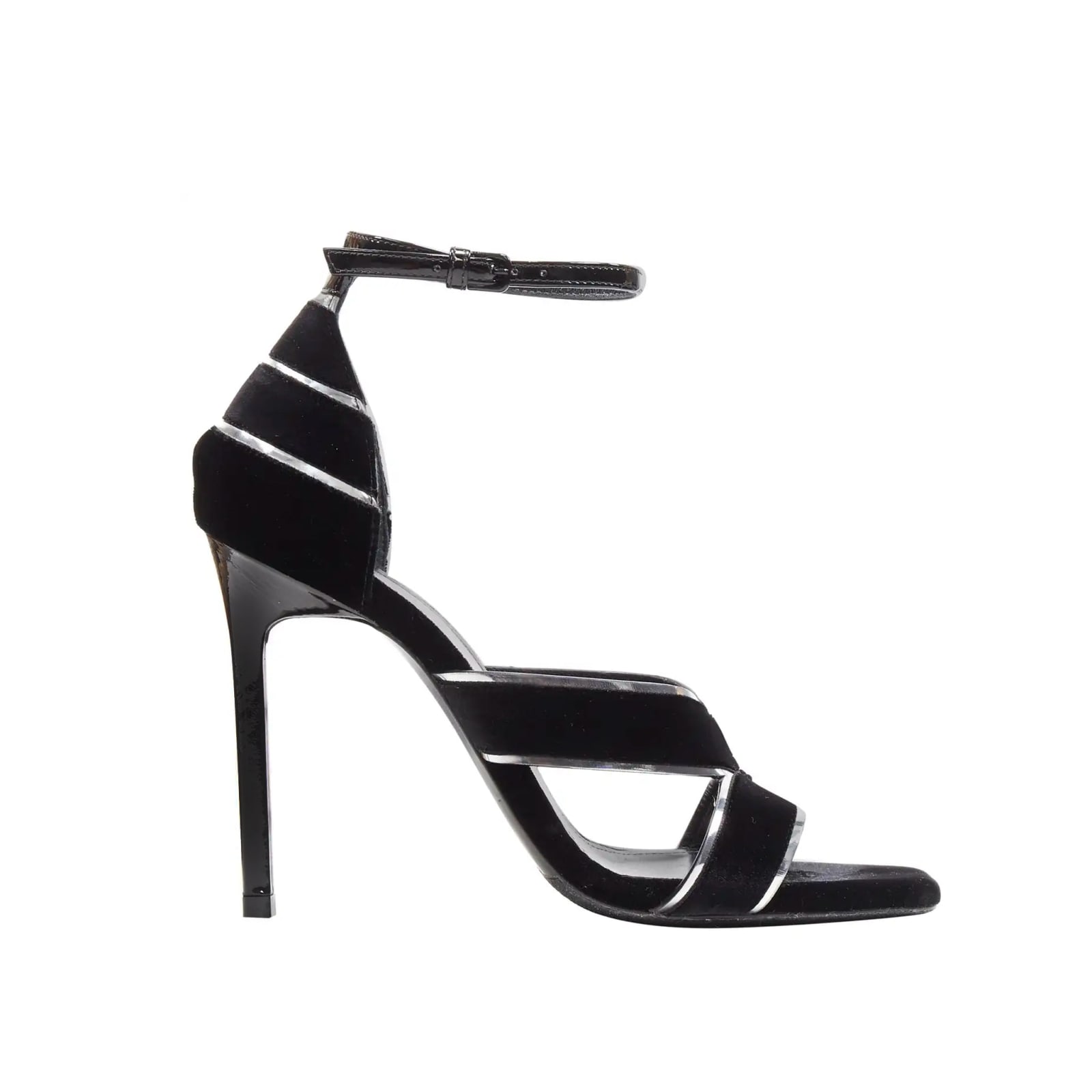 Shop Saint Laurent Velvet Sandals In Black
