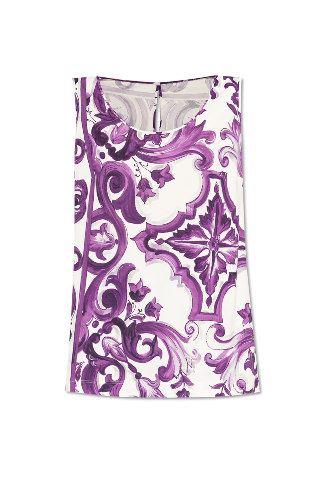 Dolce & Gabbana Top With Majolica Print In Purple