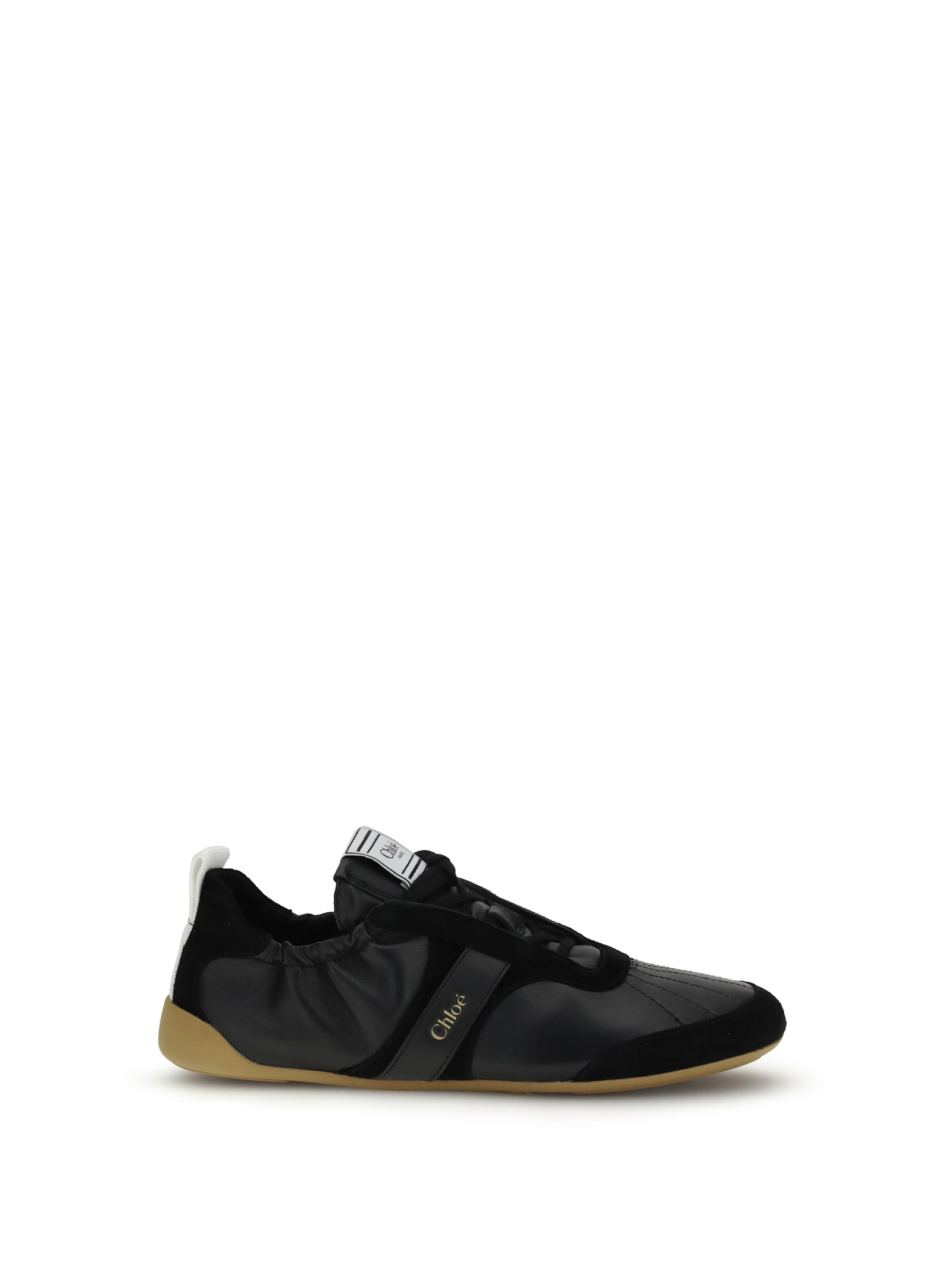 Chloé Sneakers Contrast Sole Elasticated Panels Pull Tab In Black