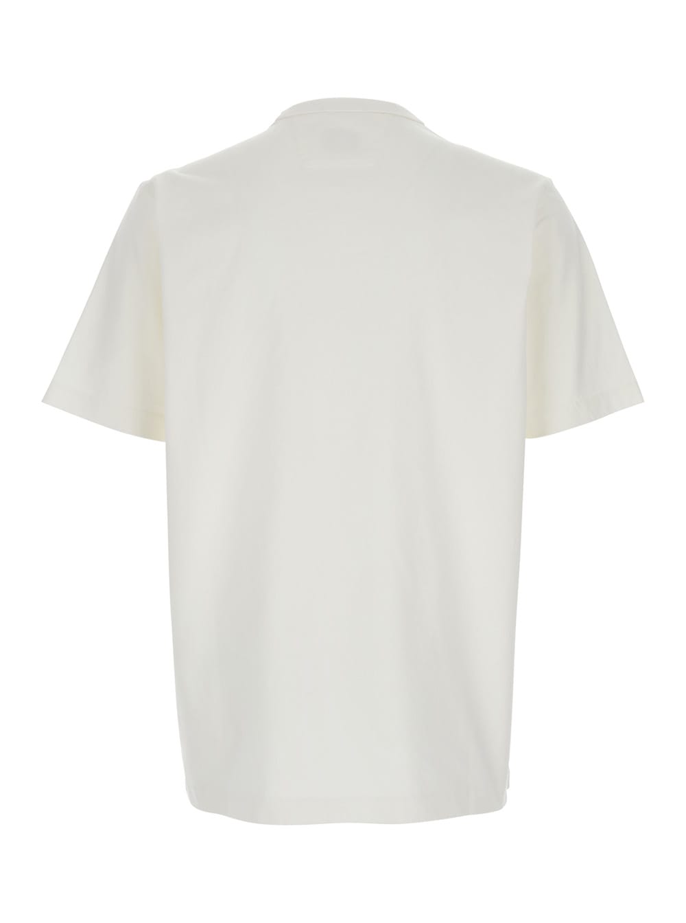C.p. Company White T-shirt With Logo Printed On The Front In Cotton Man In White
