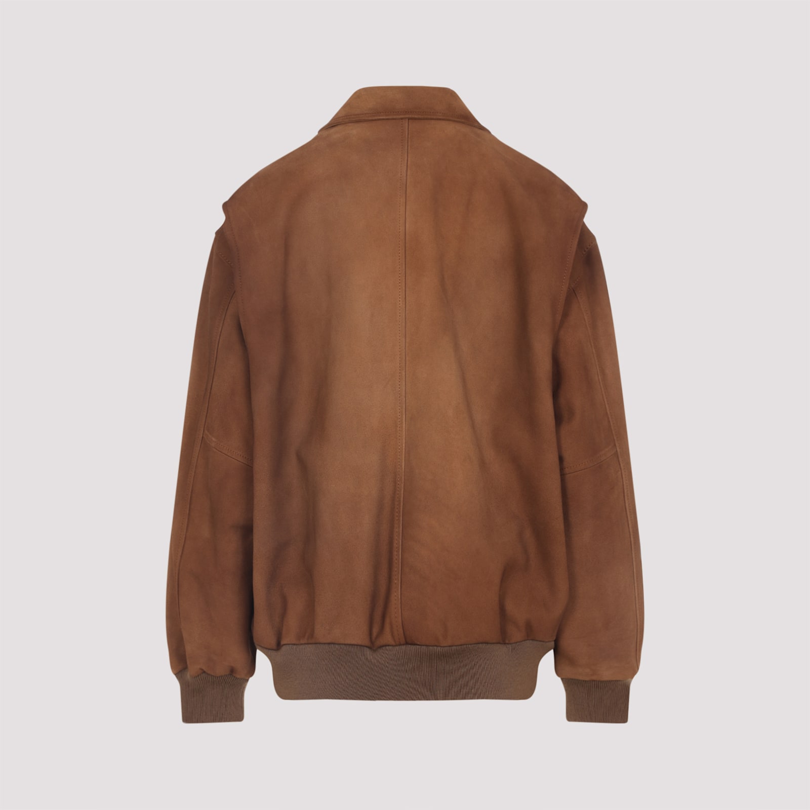 Miu Miu Lamb Leather Jacket Dropped Shoulders In Brown