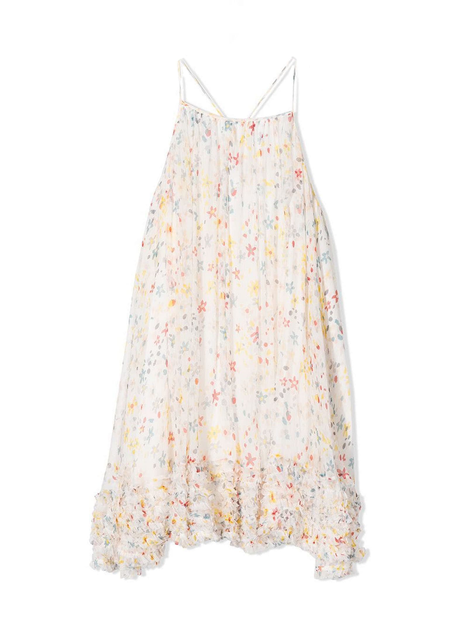 Stella McCartney Ivory Silk Floral Print Dress