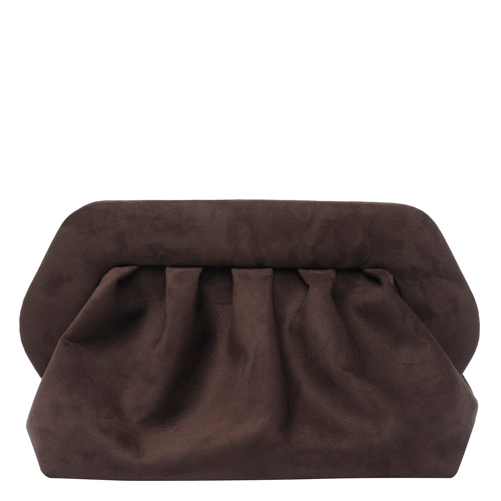 Themoirè Pleated Clutch Bag In Brown