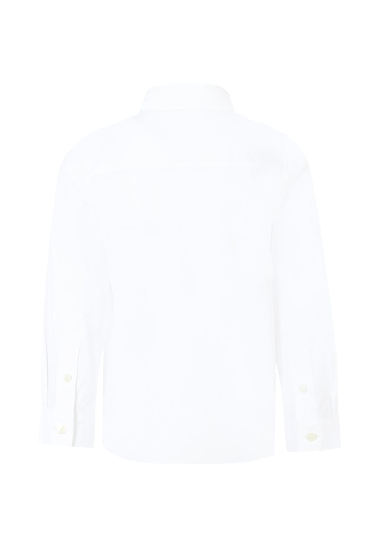 Burberry White Shirt For Boy With Beige Logo In White