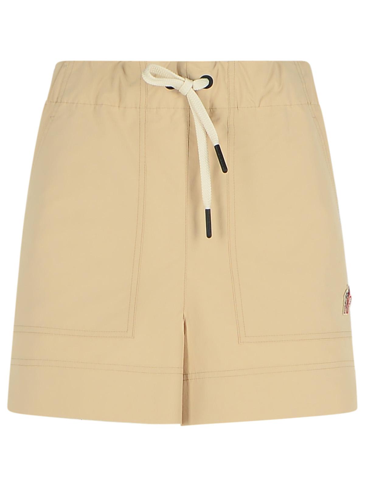 Moncler Shorts Elastic Waistband Side Pockets In Neutral