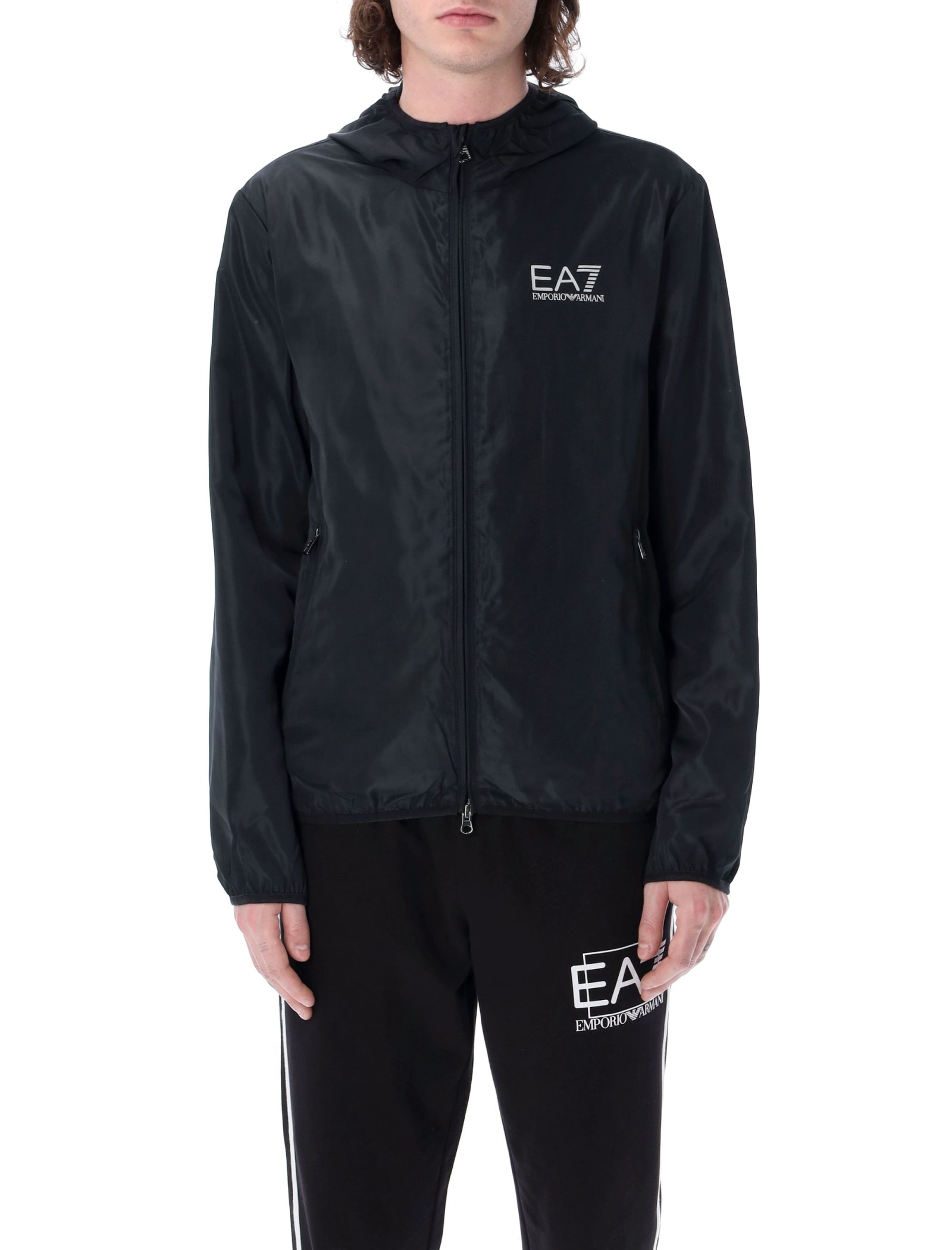 Ea7 Core Identity Hooded Blouson In Black