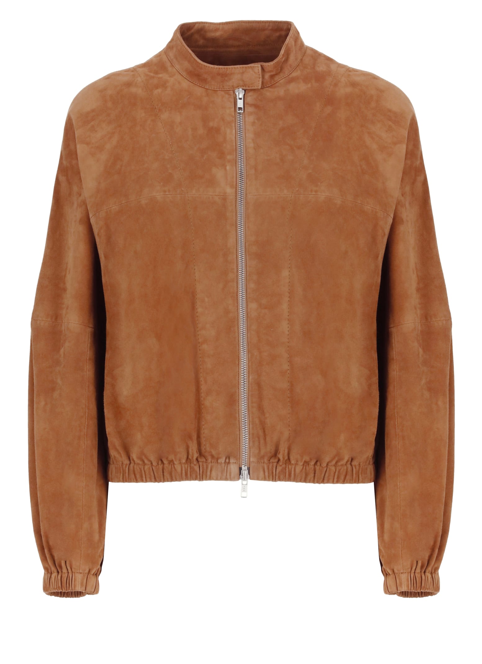 Shop Bully Suede Leather Bomber Jacket In Brown