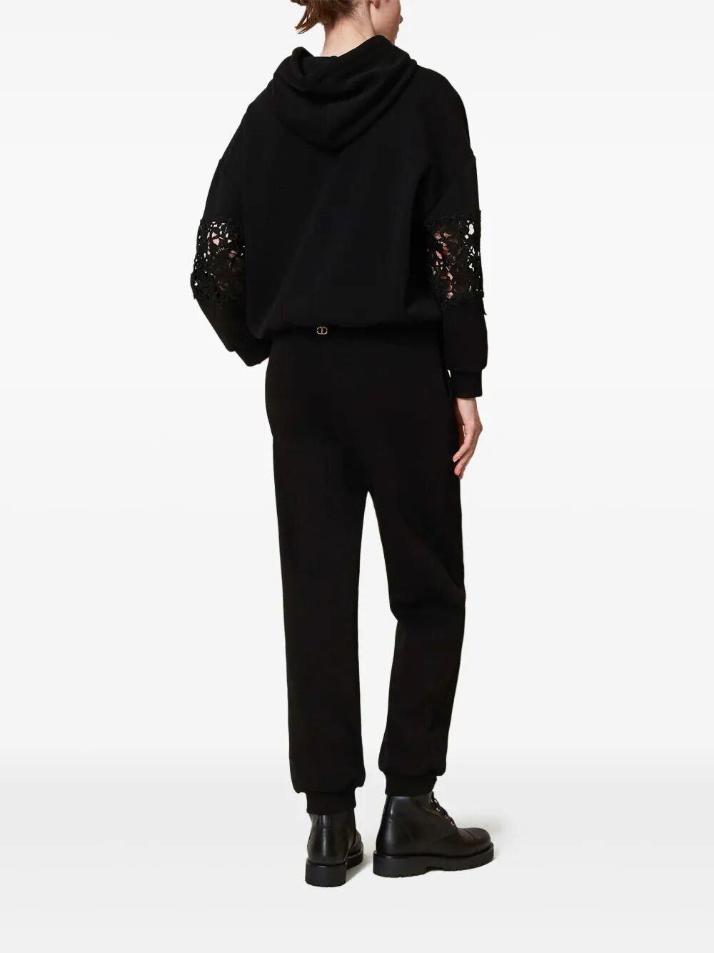 Twinset Twin-set Relaxed Fit Track Pants With Drawstring Waist In Black