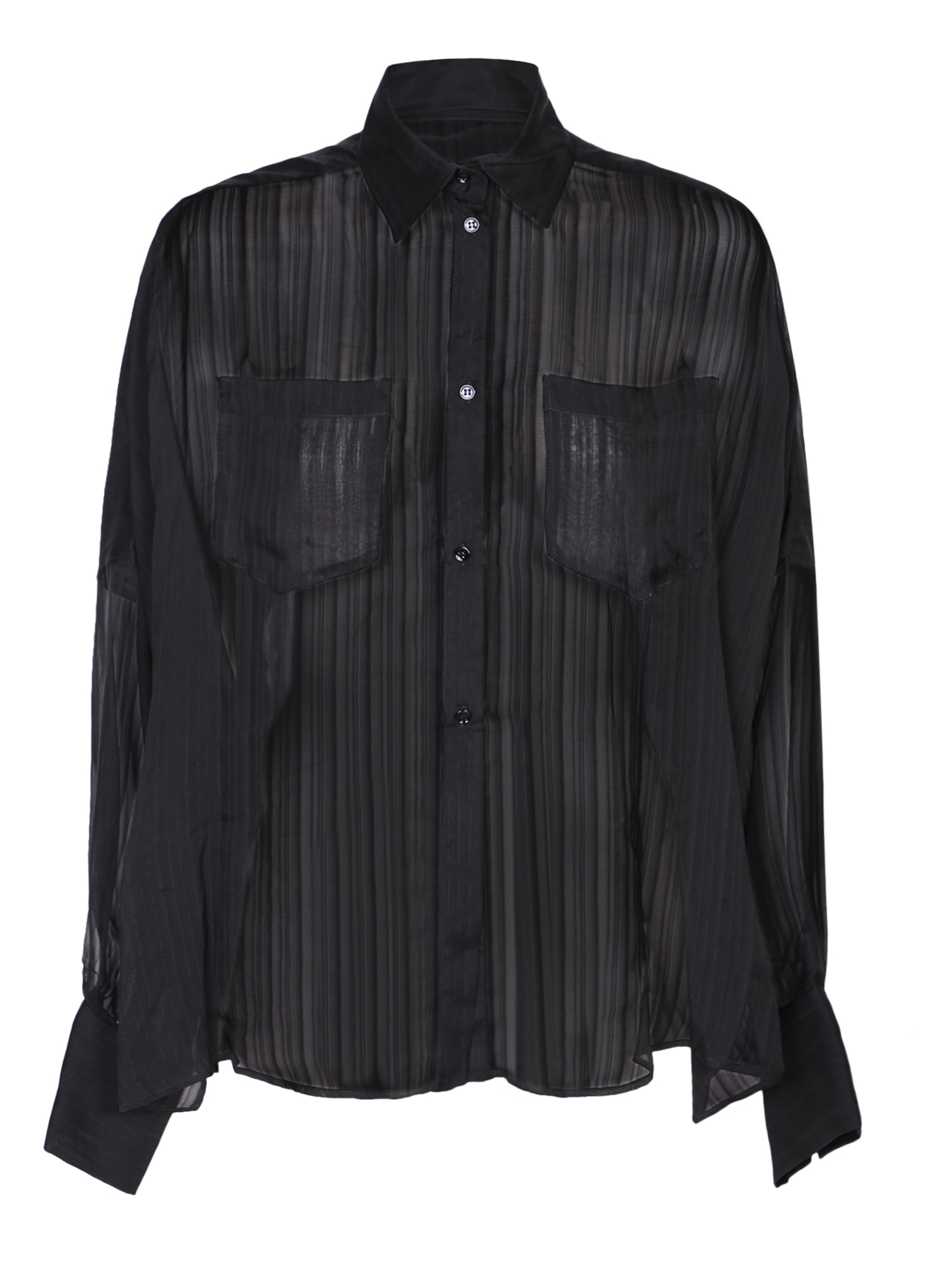 Shop Rev Black Silk Organza Shirt