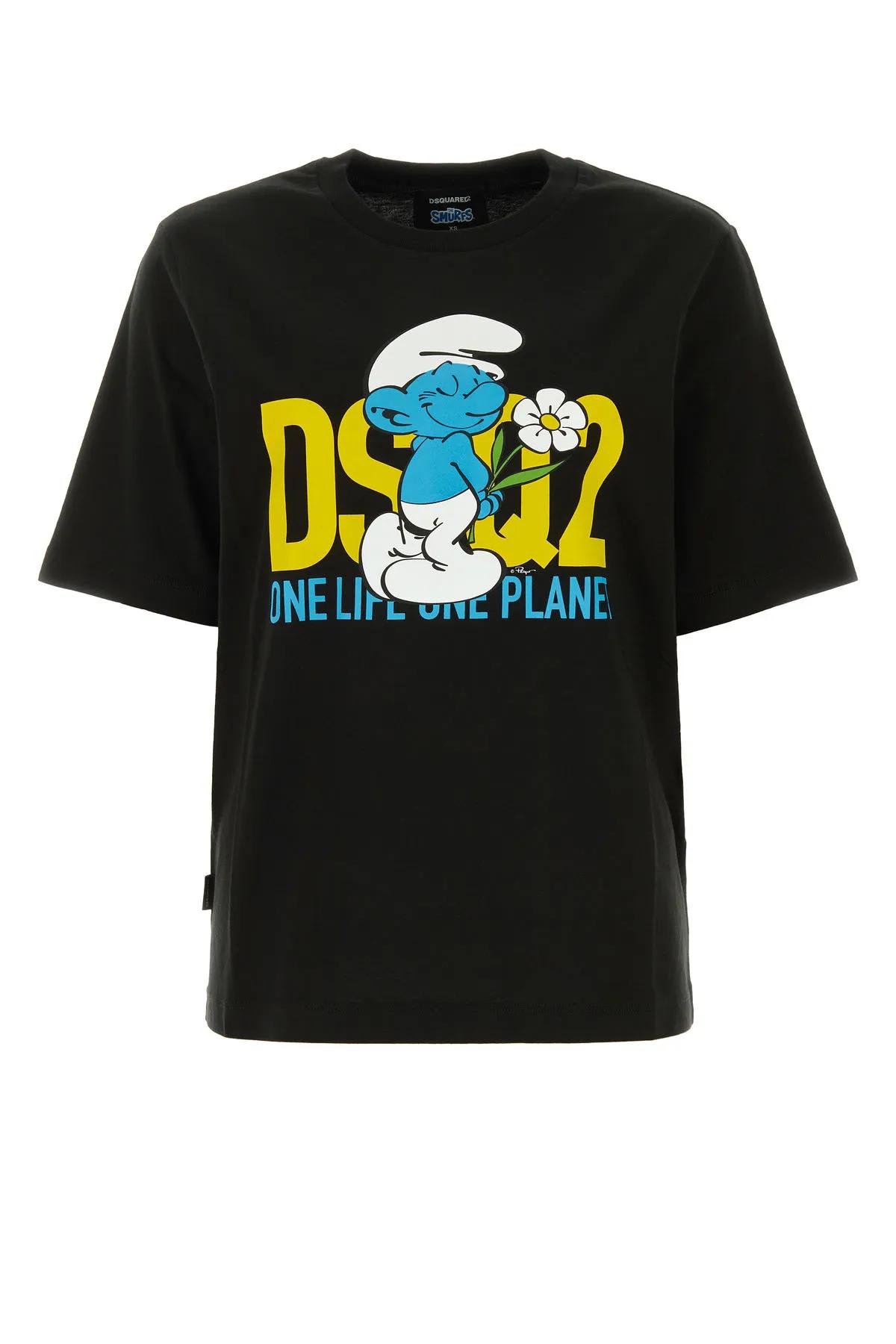 Shop Dsquared2 Black Cotton T-shirt