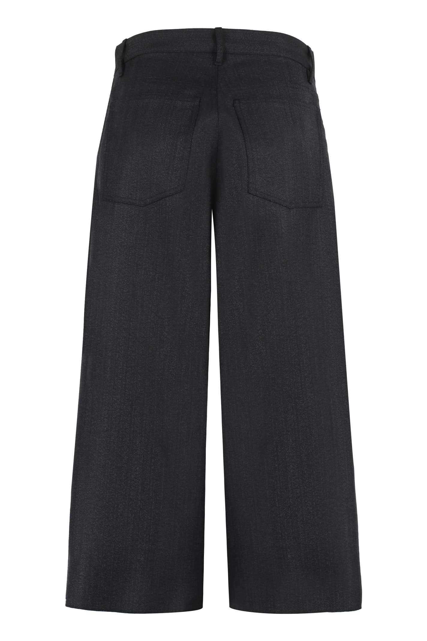 Shop Balenciaga Wool Wide-leg Trousers In Black