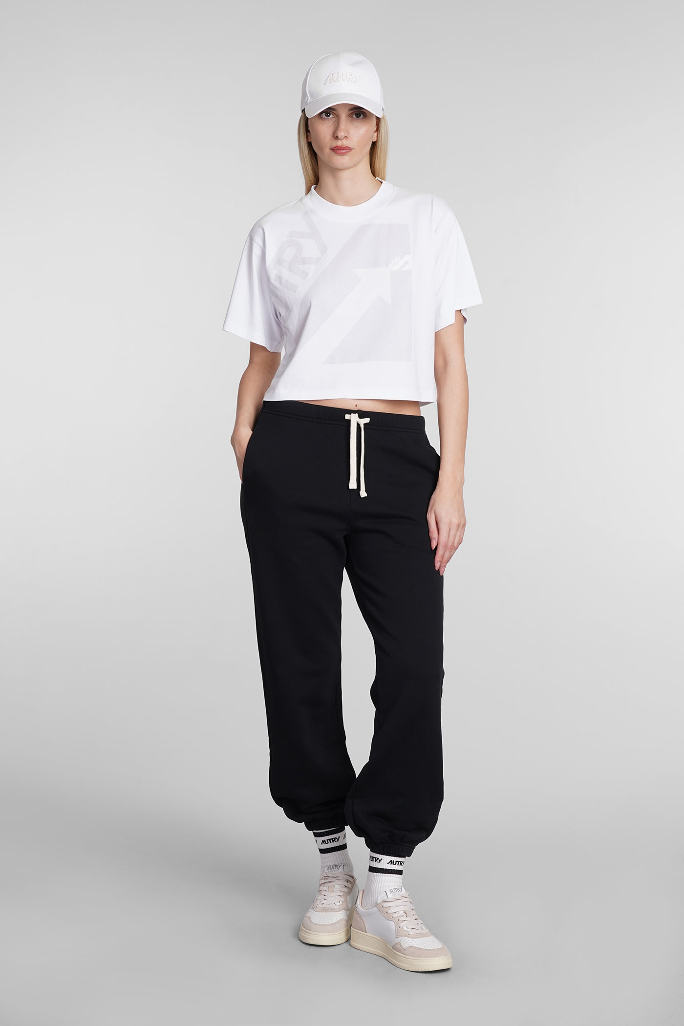 Autry Sport Crop Crew Neck T-shirt In White
