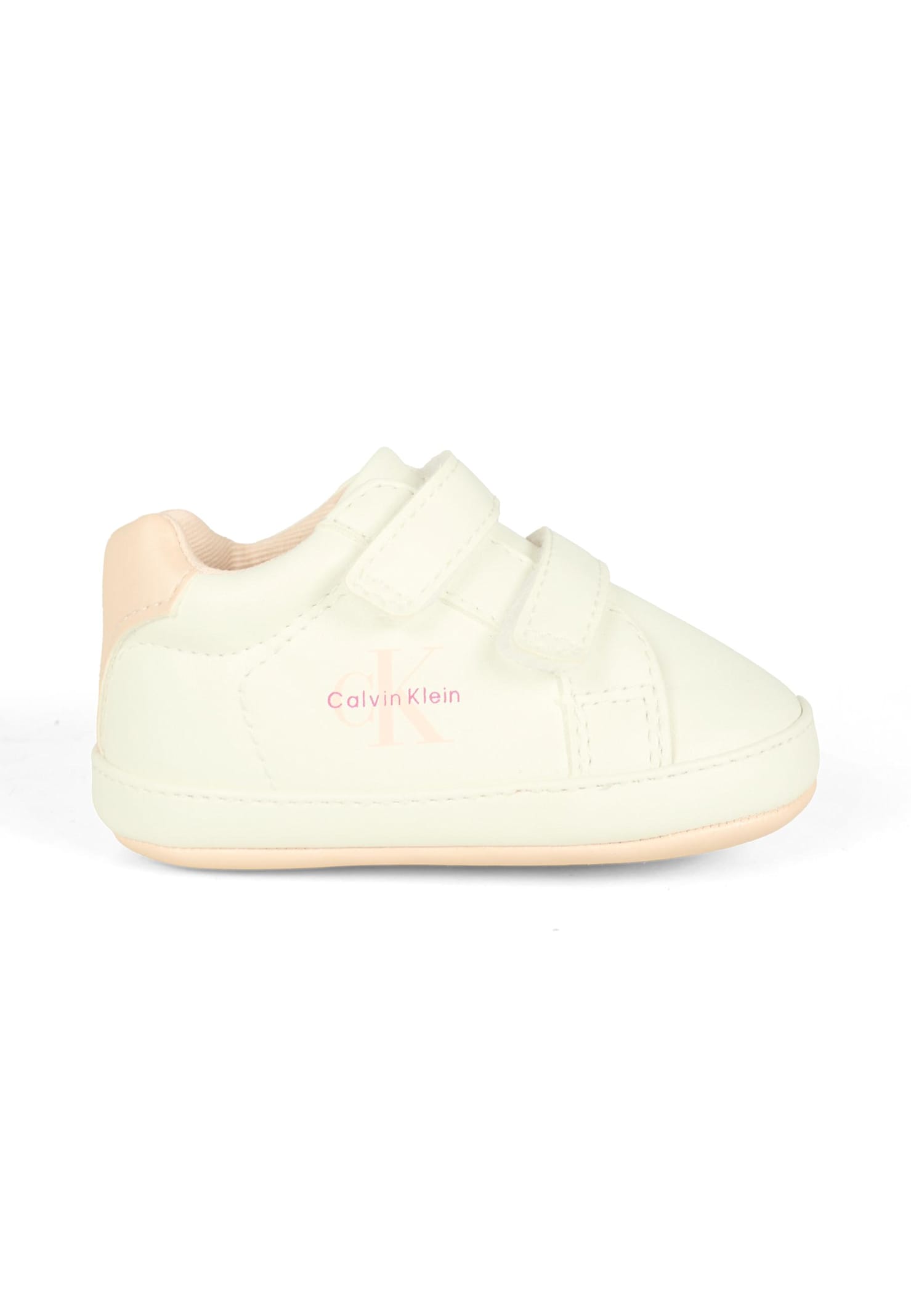 Calvin Klein White Sneakers For Baby Girl With Logo In White