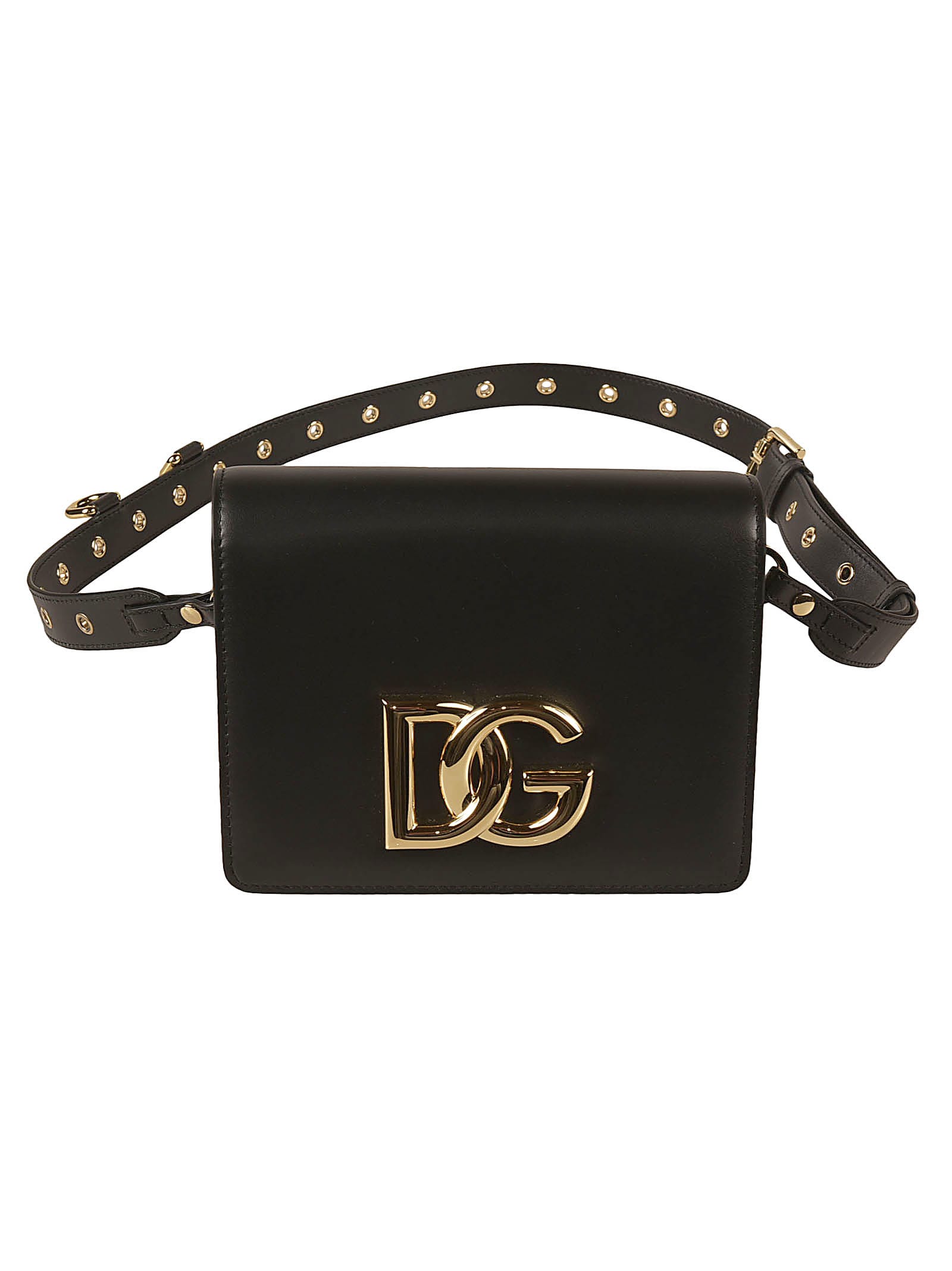 Dolce & Gabbana Studded Strap Logo Shoulder Bag