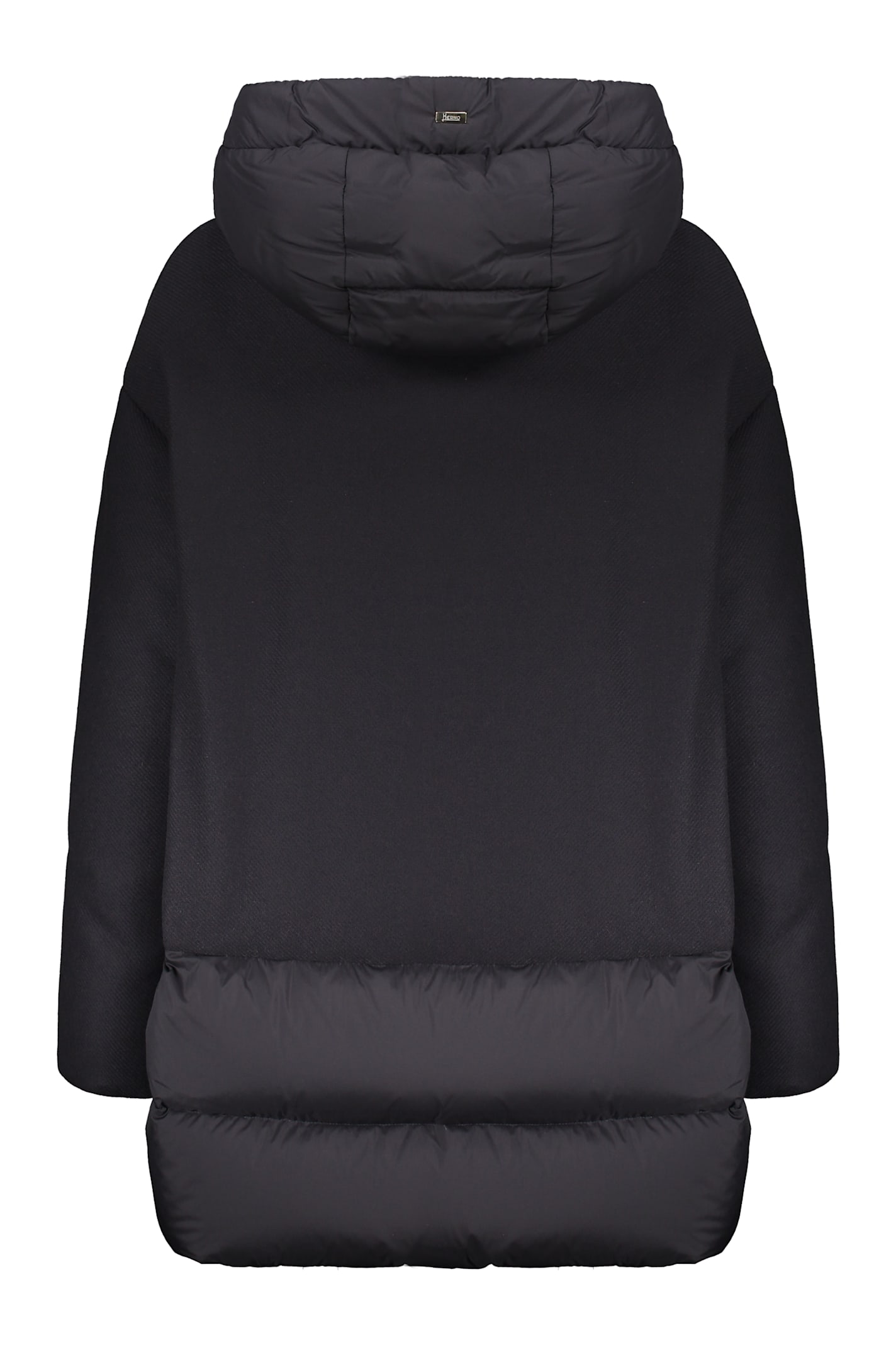 Shop Herno Hooded Short Down Jacket In Blue