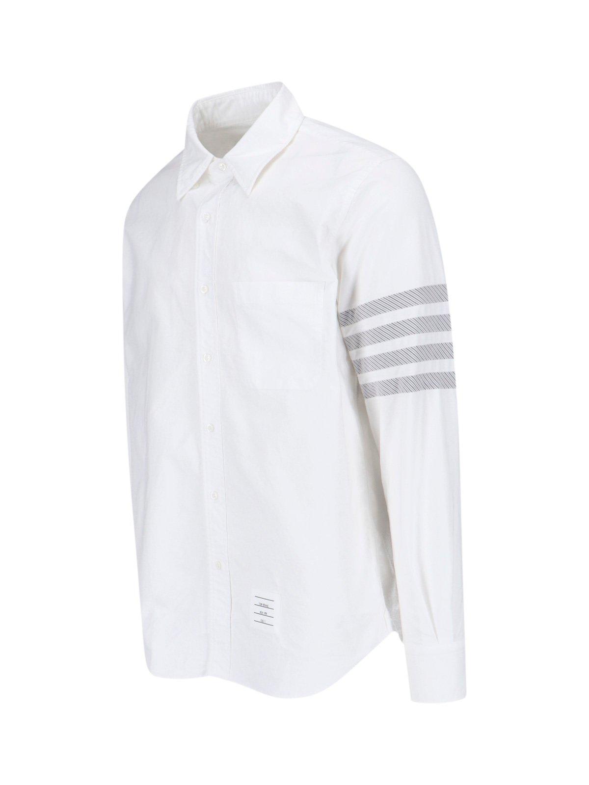 Shop Thom Browne Straight Fit Button Down Shirt In White
