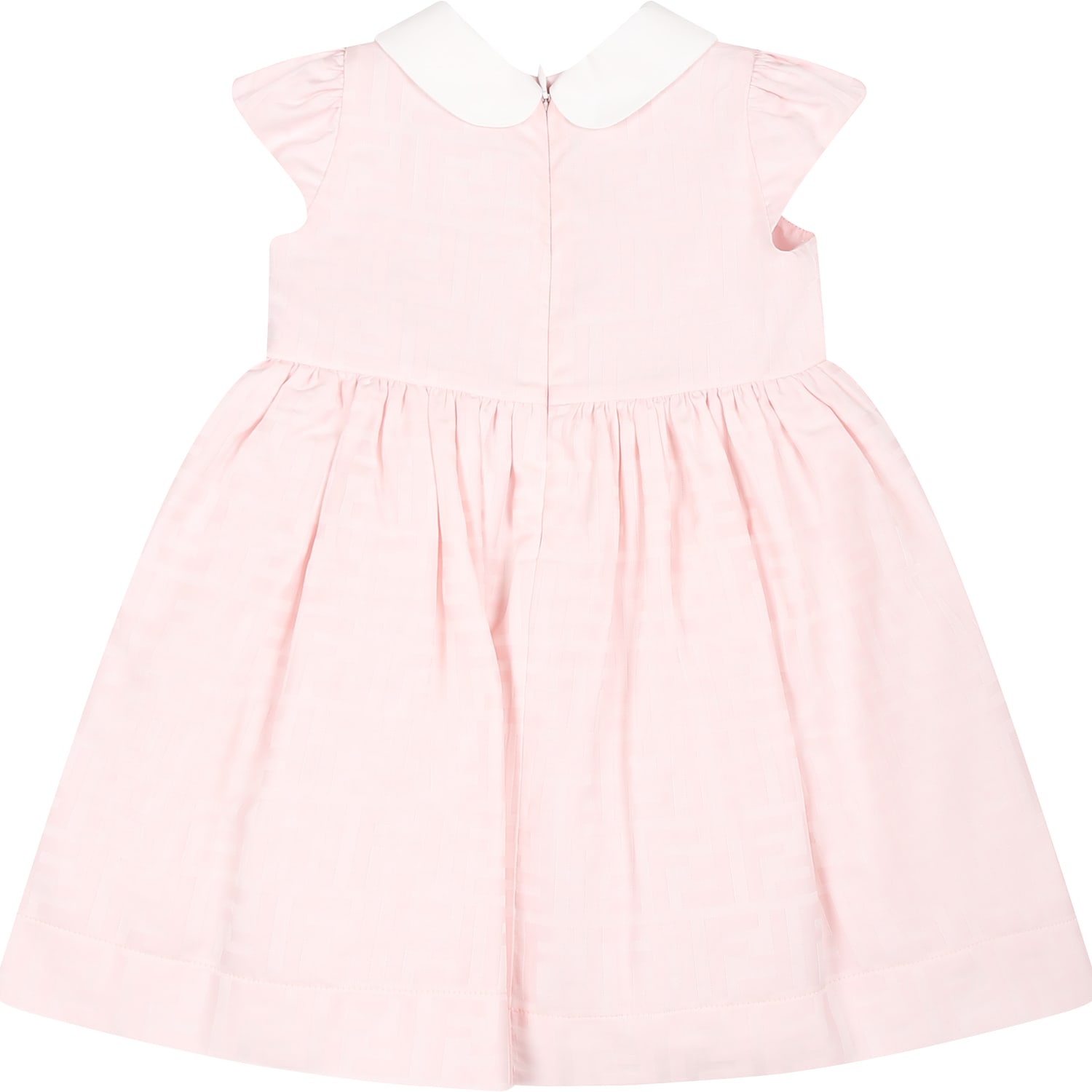 Shop Fendi Pink Dress For Baby Girl With Double F