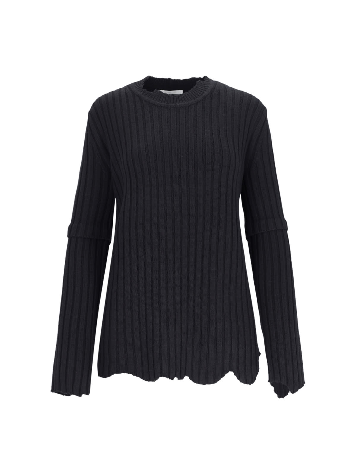 Shop Helmut Lang Destroyed Sweater In Black