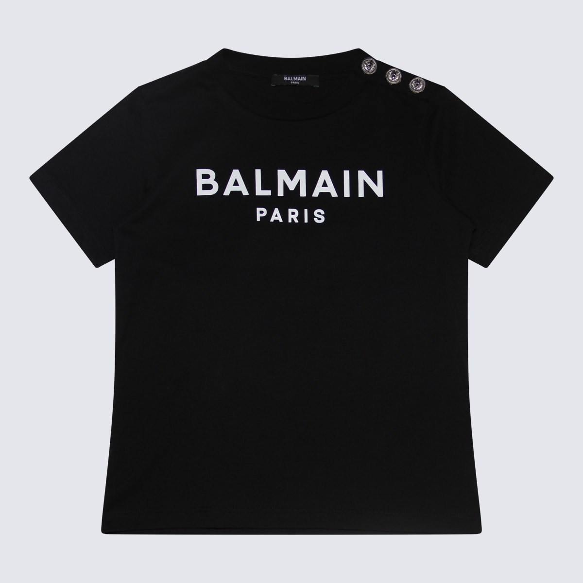 Balmain Kids' Black And White Cotton T-shirt