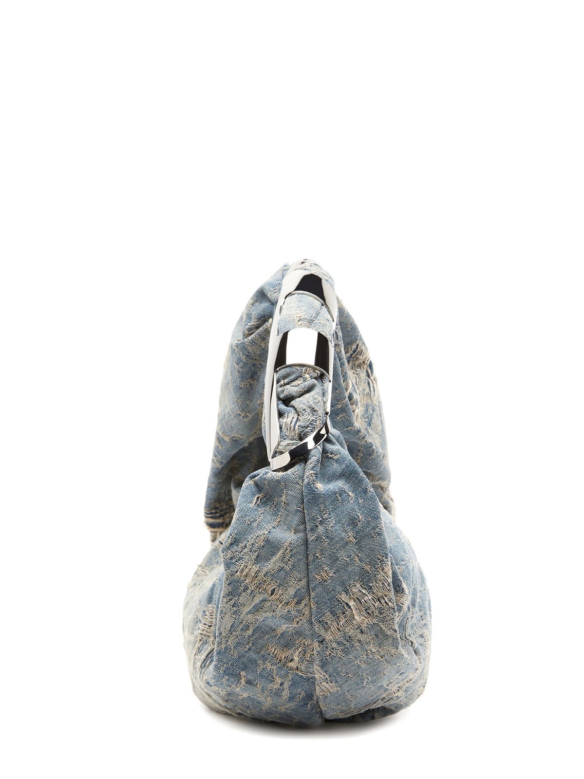 Shop Diesel Grab-d Distressed Denim Hobo Bag