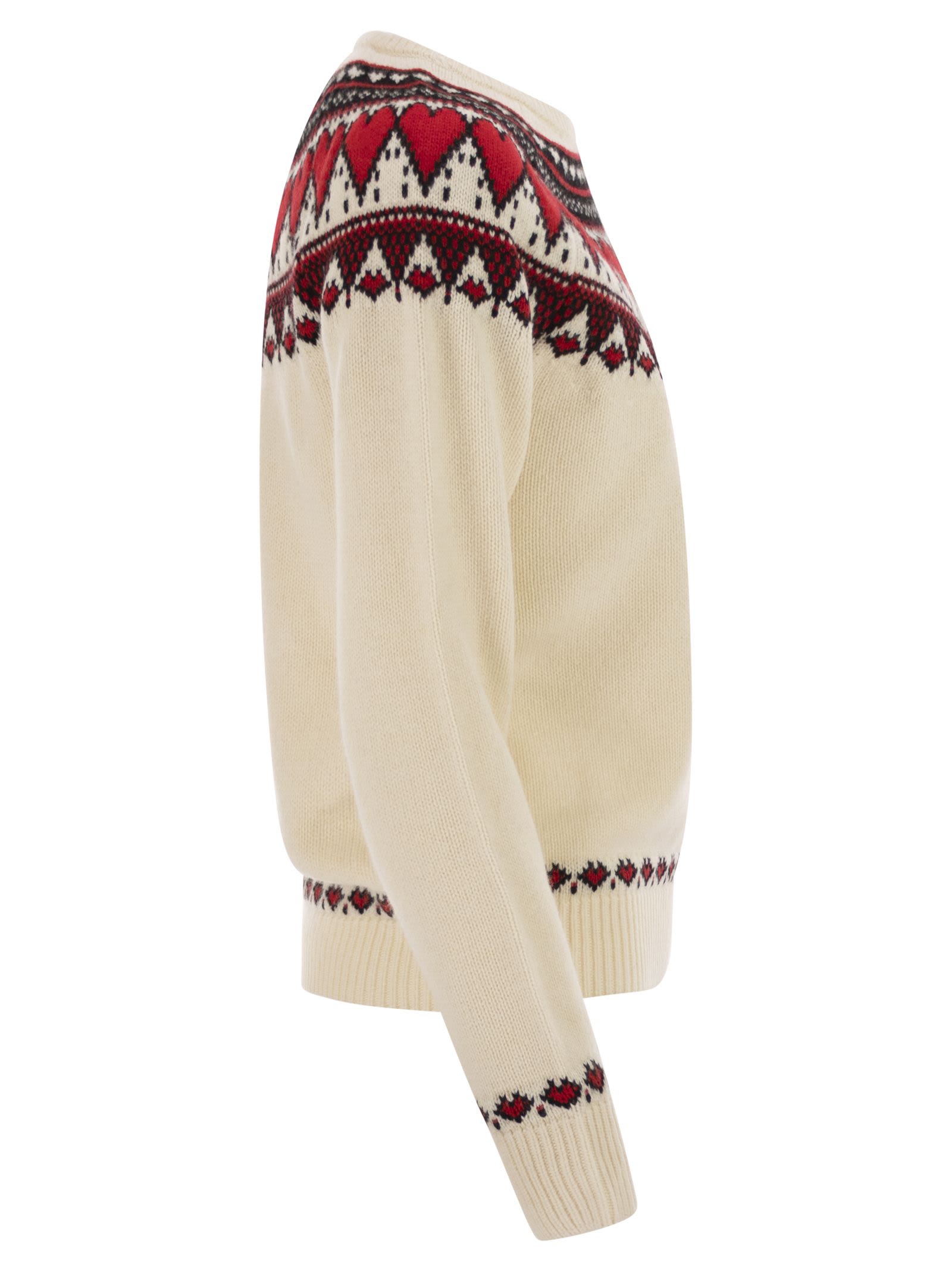 Mc2 Saint Barth Nordic-style Heart Pattern Jumper In Neutral