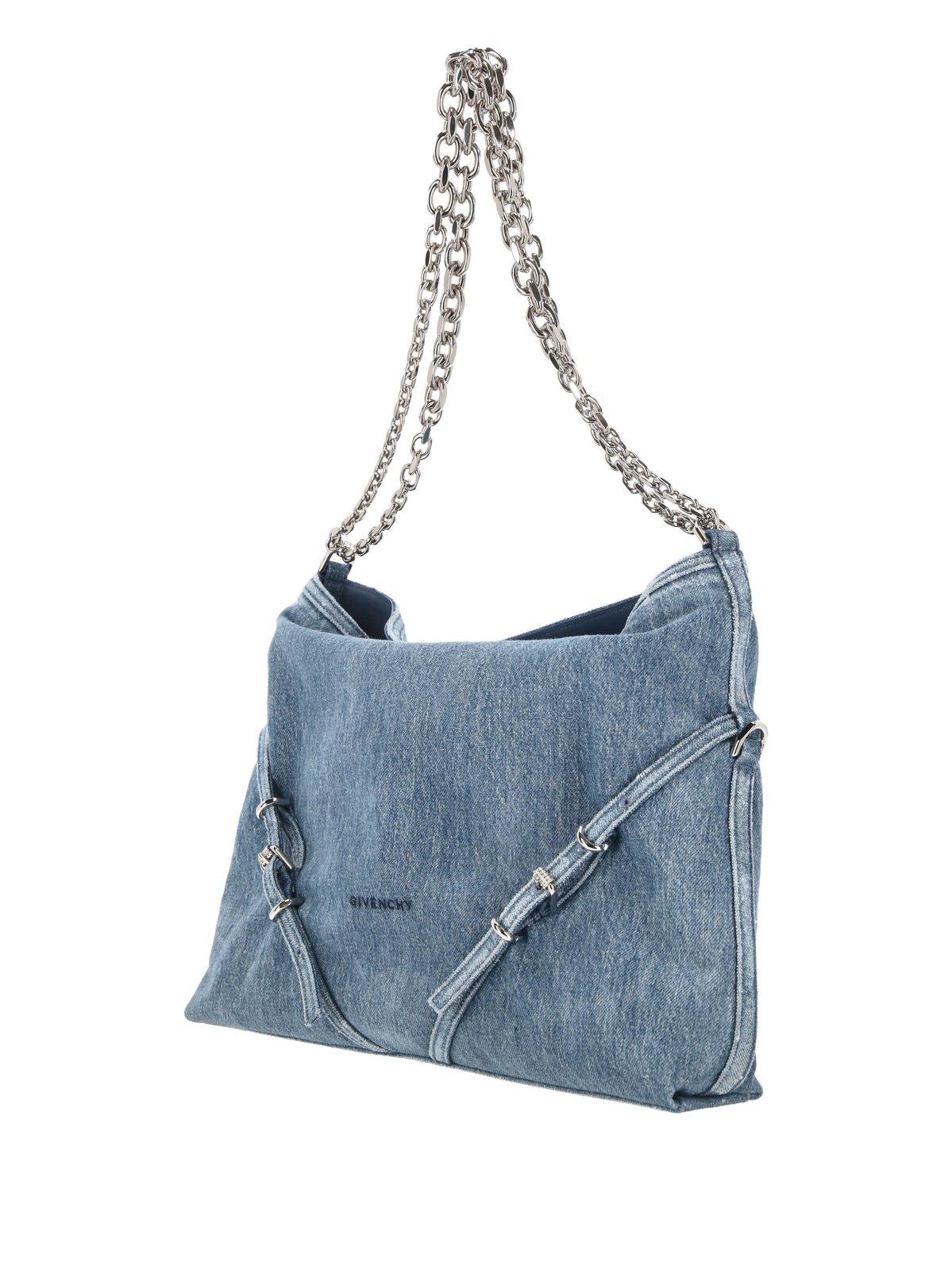 Shop Givenchy Medium Voyou Shoulder Bag In Clear Blue