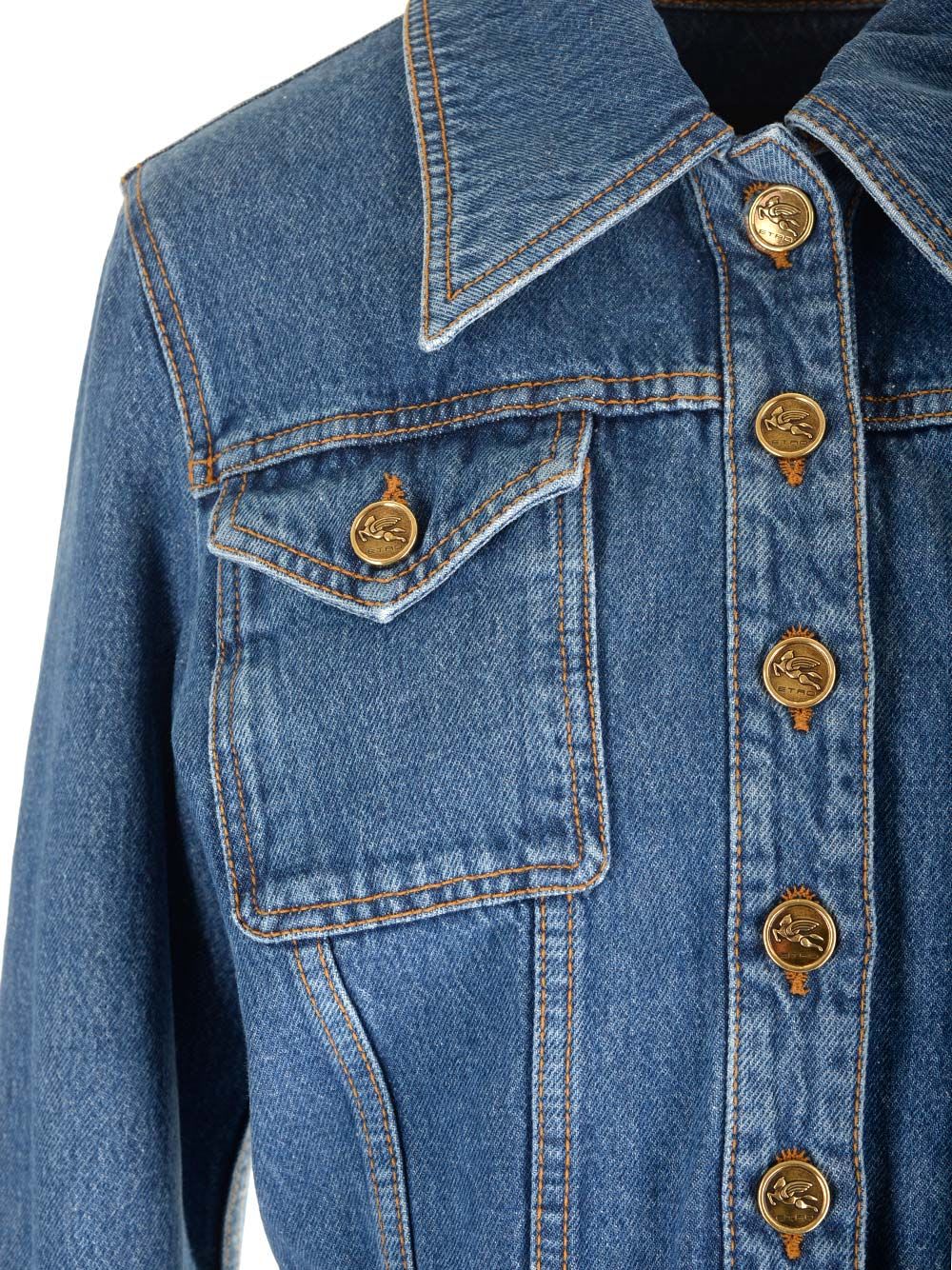 Shop Etro Slim Fit Denim Jacket In Azzurro