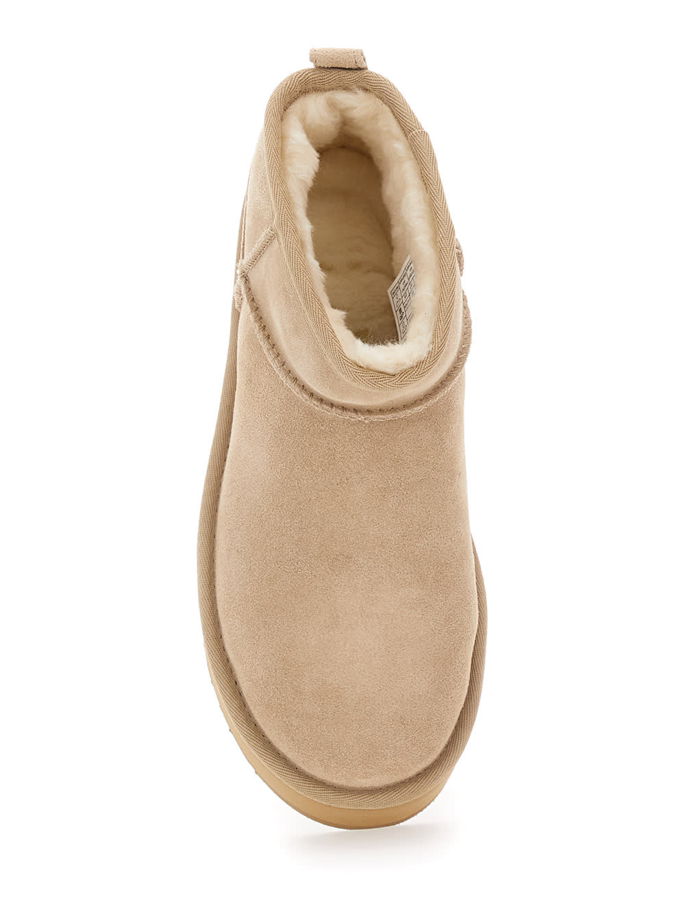 Ugg Classic Ultramini Beige Ankle Boots With Platform In Leather Woman In Neutral