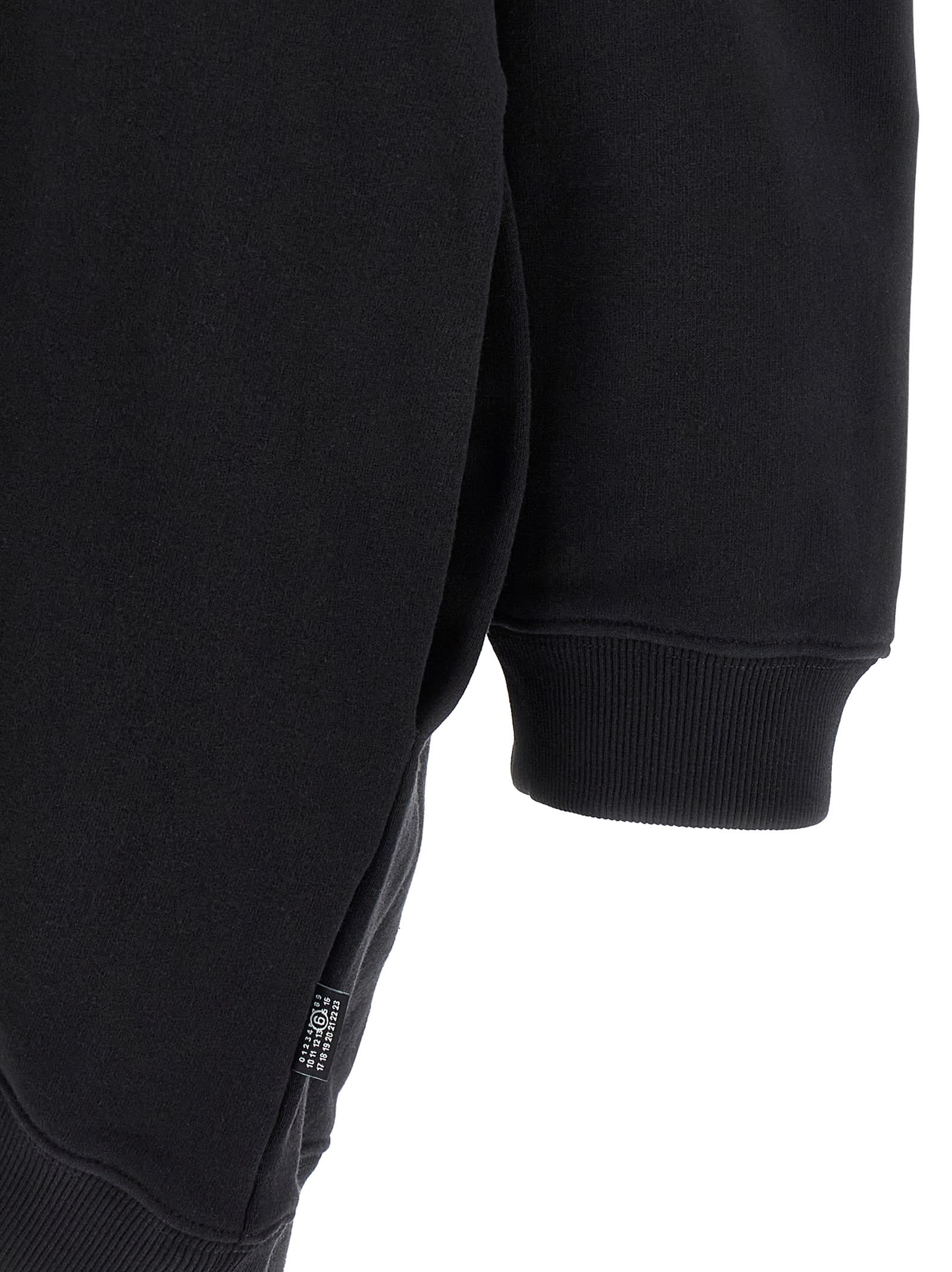 Mm6 Maison Margiela Off-shoulder Black Sweatshirt Dress With Cozy Hood In Black