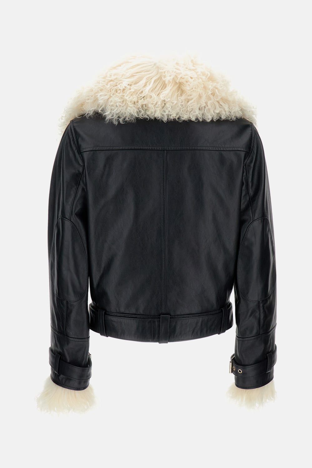 Wales Bonner Fur-collar Belted Jacket In Black