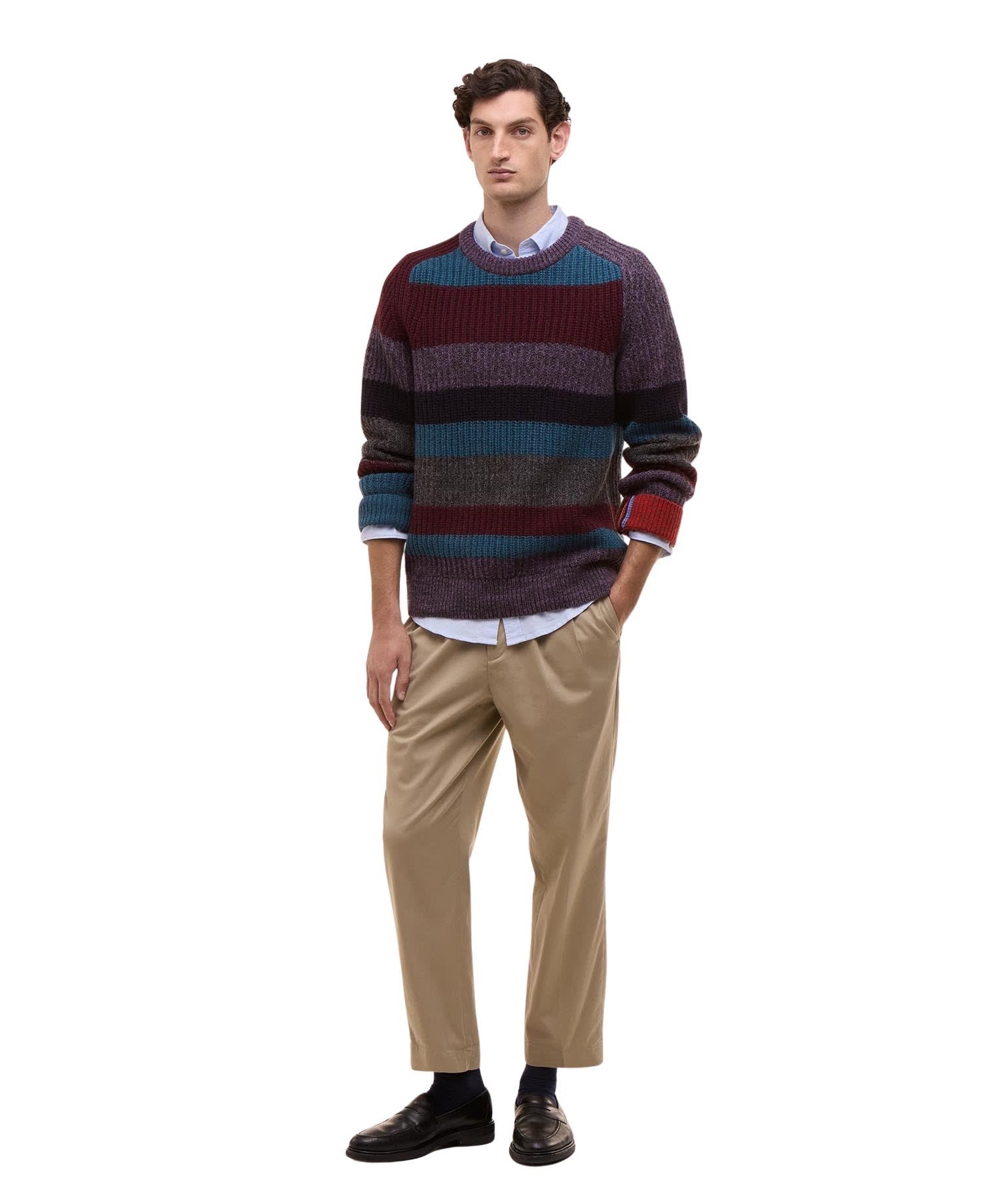Paul Smith Striped-pattern Crew-neck Sweater In Multi