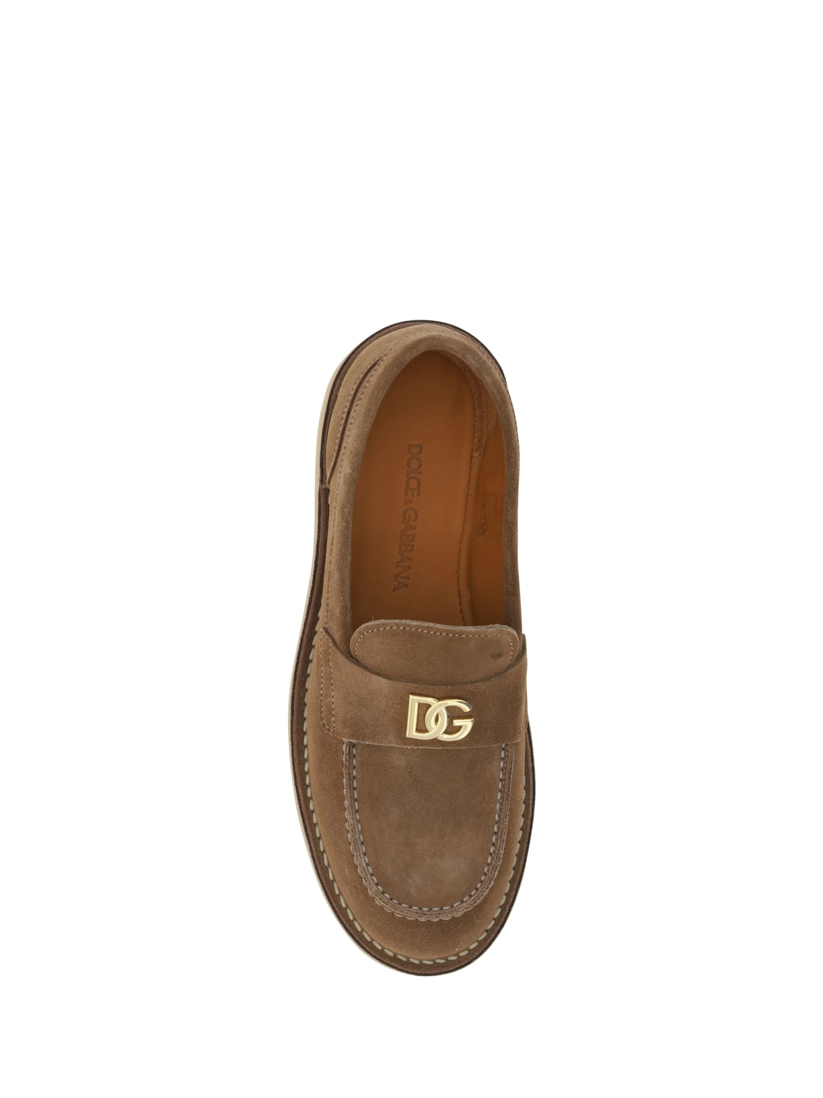 Shop Dolce & Gabbana Loafers In Nocciola